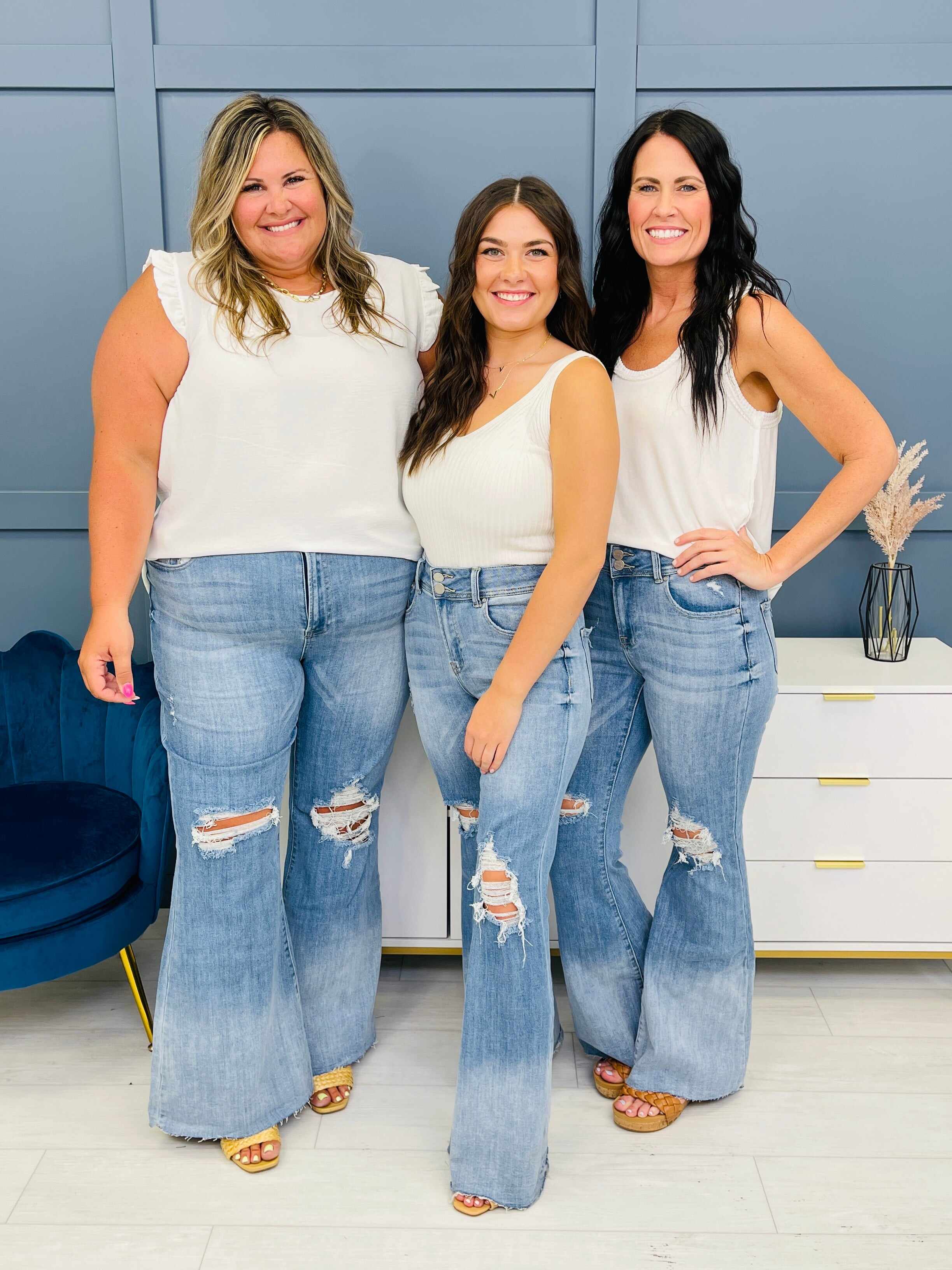 Risen PLUS/REG Say Yes to Distressed Wide Flare Jeans