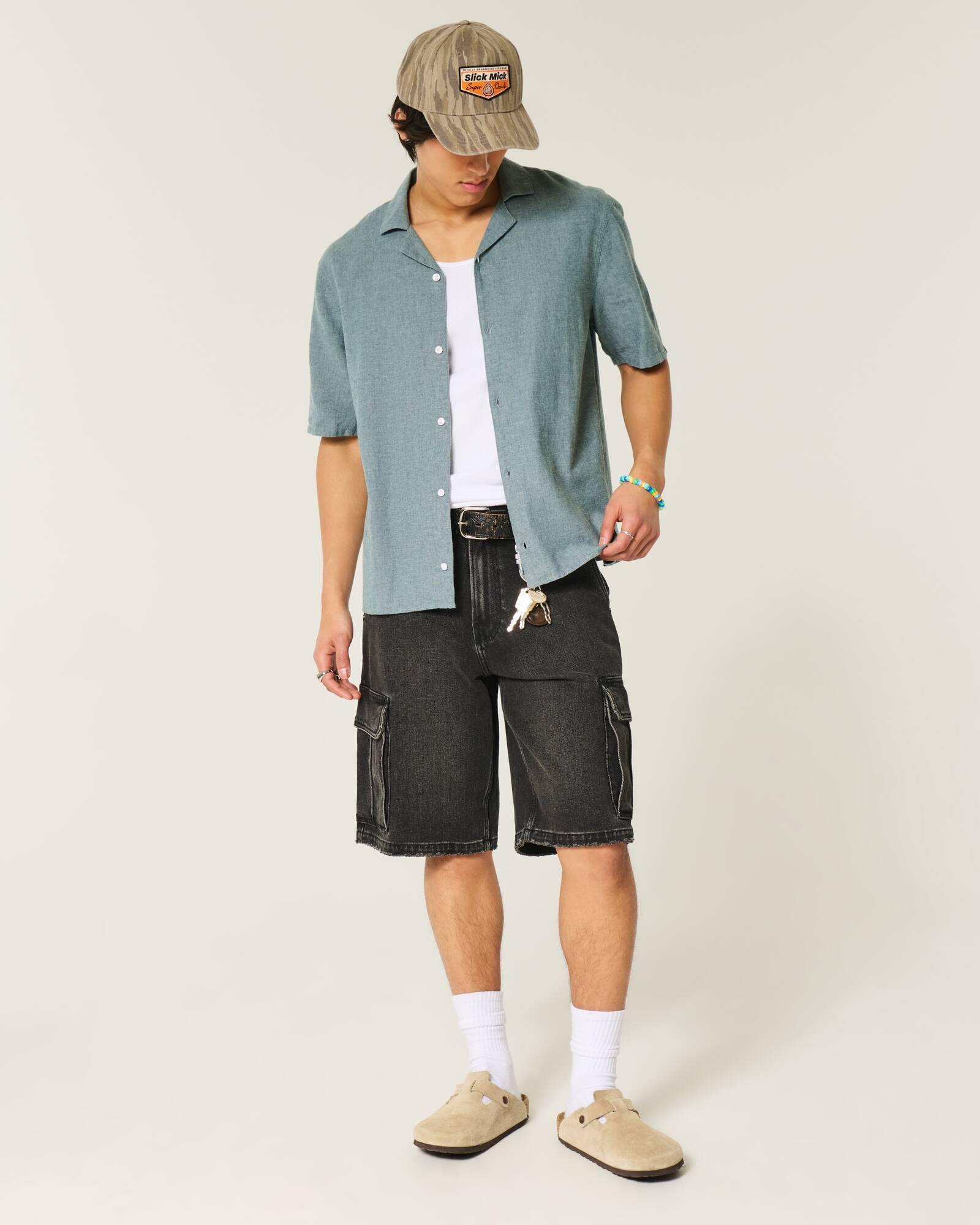 Boxy Short-Sleeve Linen-Blend Shirt