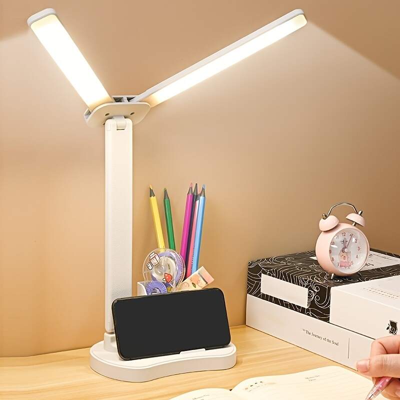 1pc LED Double Swing Arm Table Lamp,adjustable Brightness And Color Temperature
