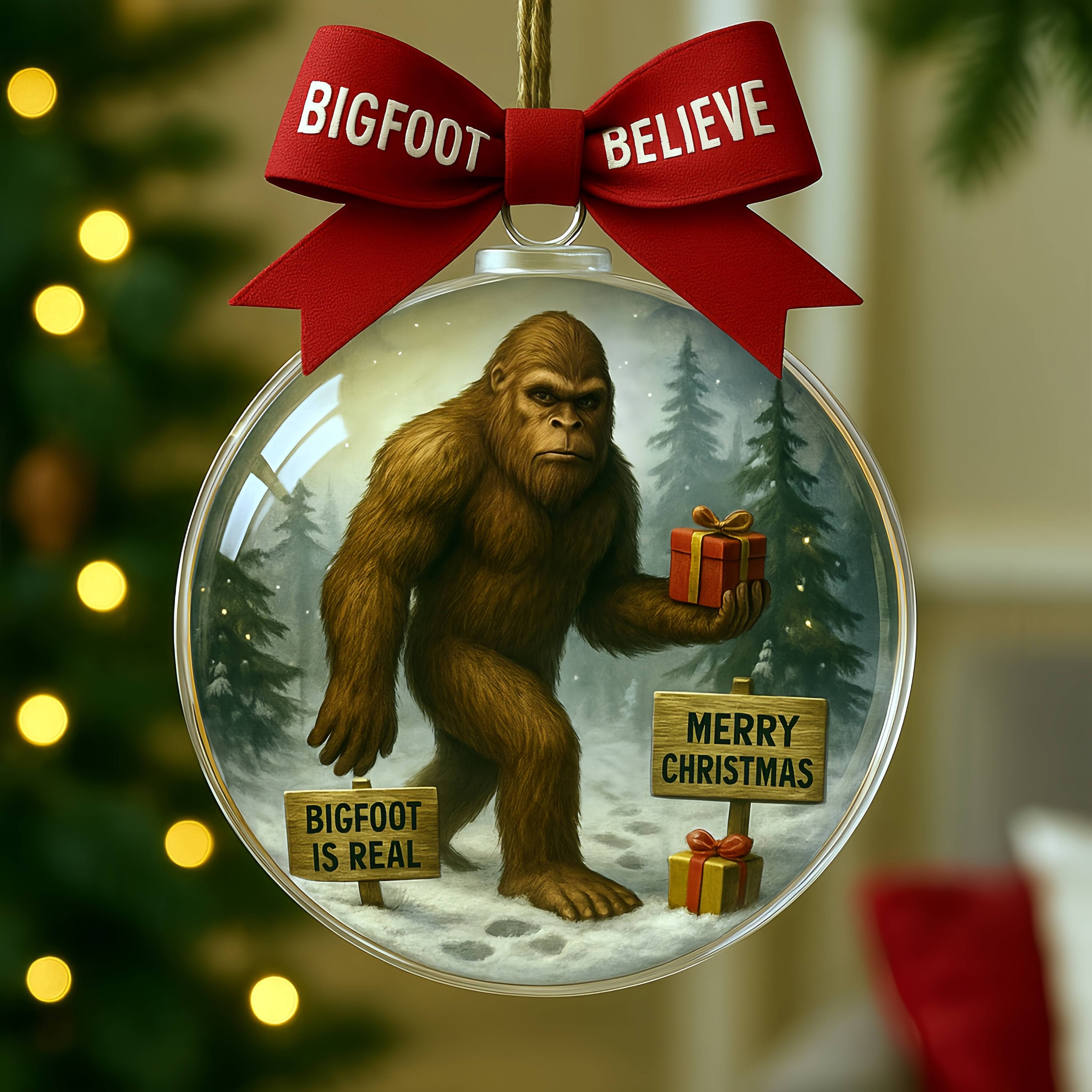 Bigfoot Christmas Bauble Ornament