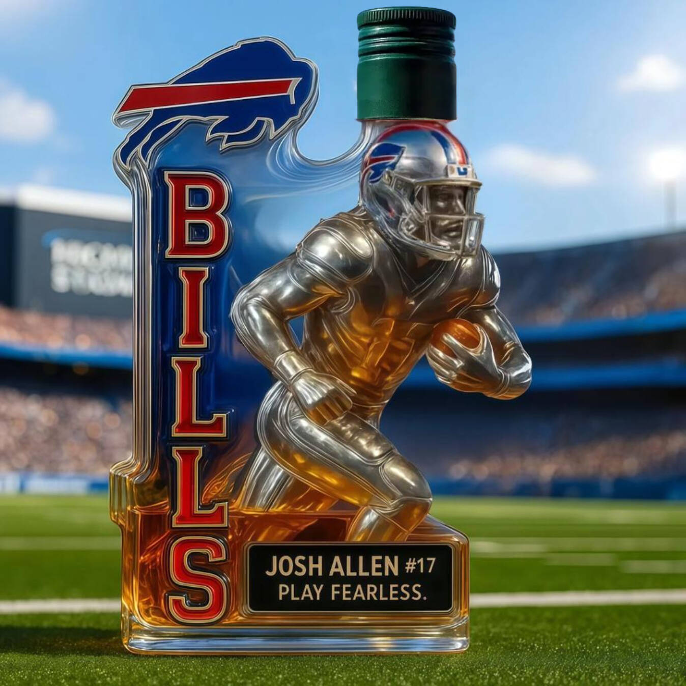Josh Allen #17 – Play Fearless Memorial Whiskey Bottle