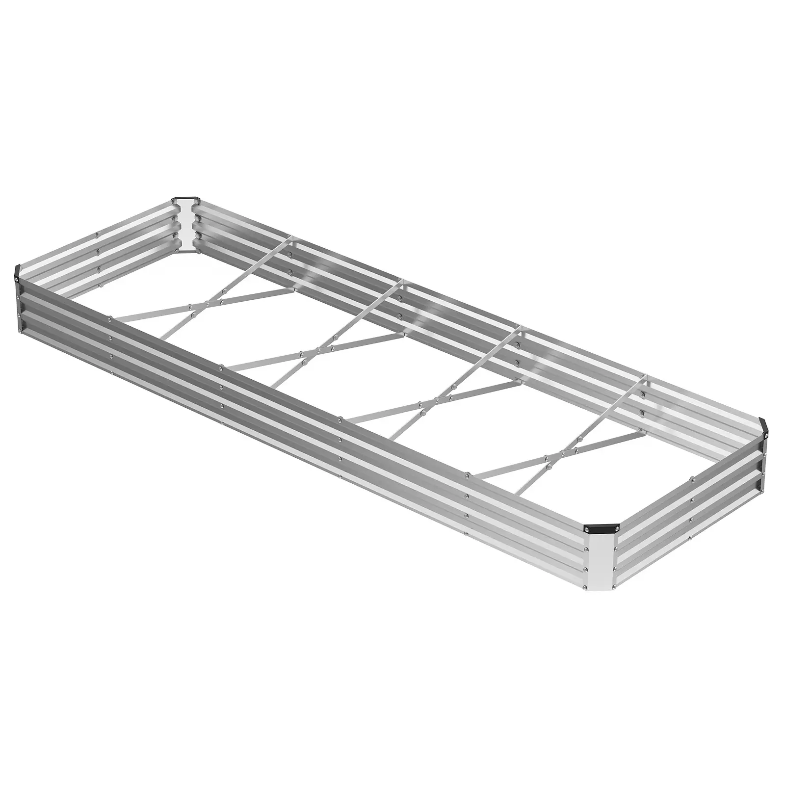 Raised Garden Bed, Outdoor Planter Box with Open Bottom Design, Metal Large Garden Bed for Vegetables, Herbs & Flowers, Rustproof for Backyard & Patio, Silver