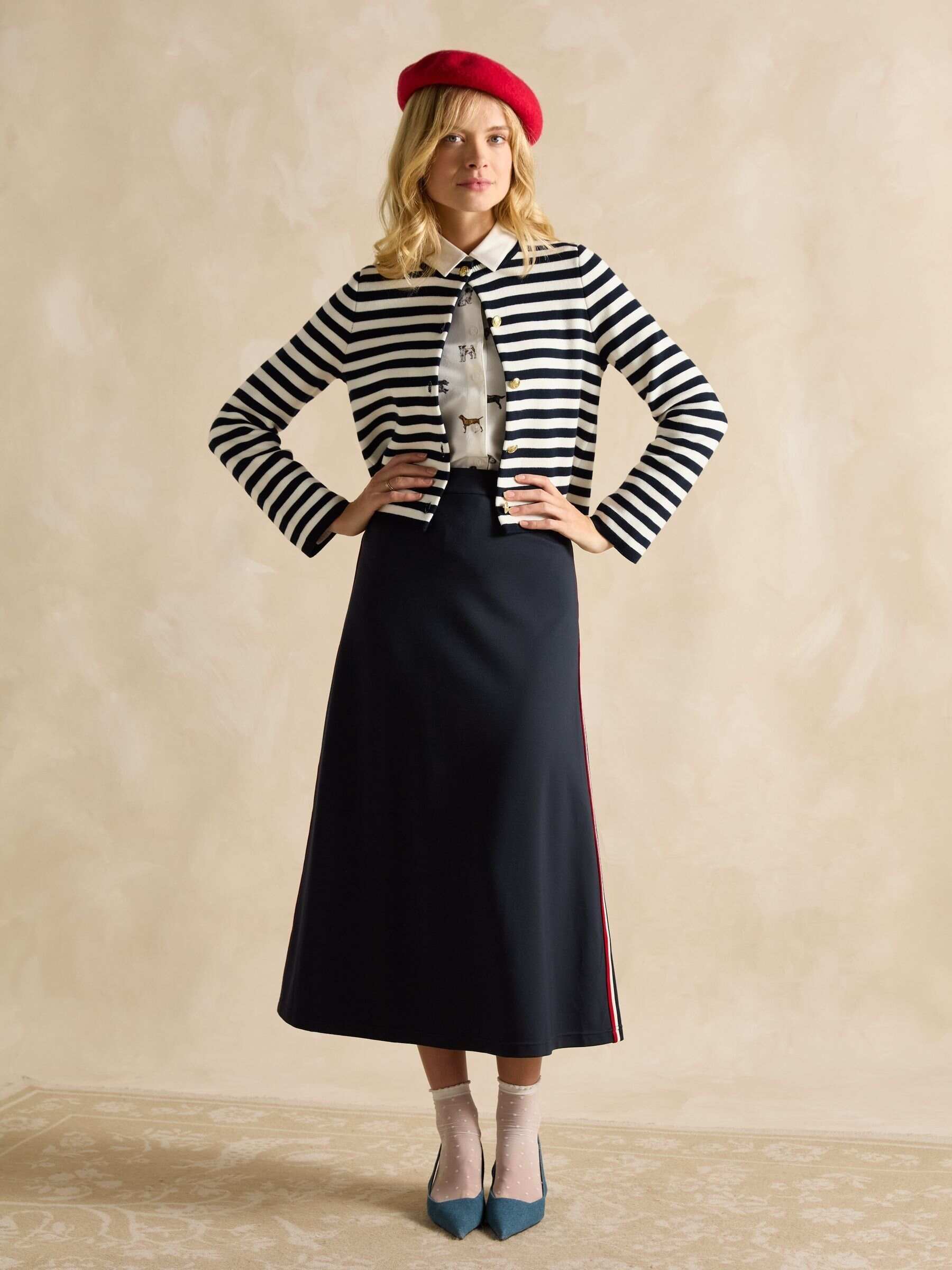 Pia Navy Blue Ponte Jersey Skirt