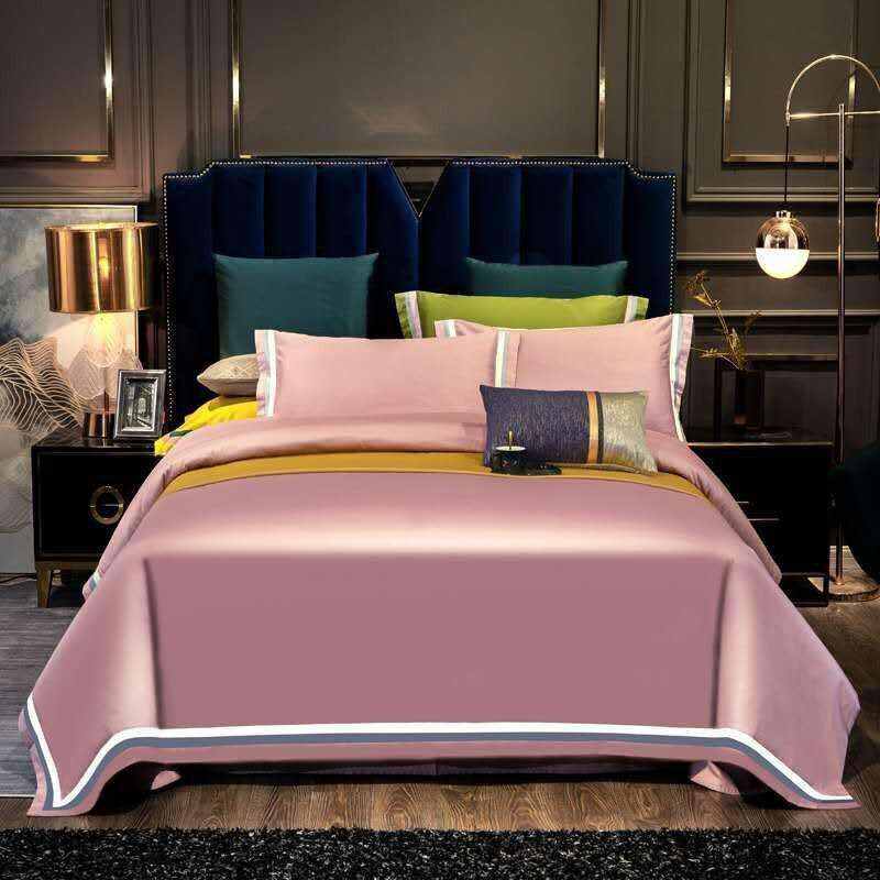 Jadyn Contrasting Double Stripe Border Egyptian Cotton Duvet Cover Set