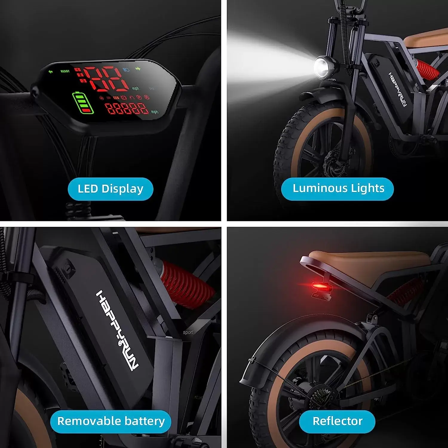 Electric Bike for Adults, Ebike 1500W/48V/18Ah, Tank 20