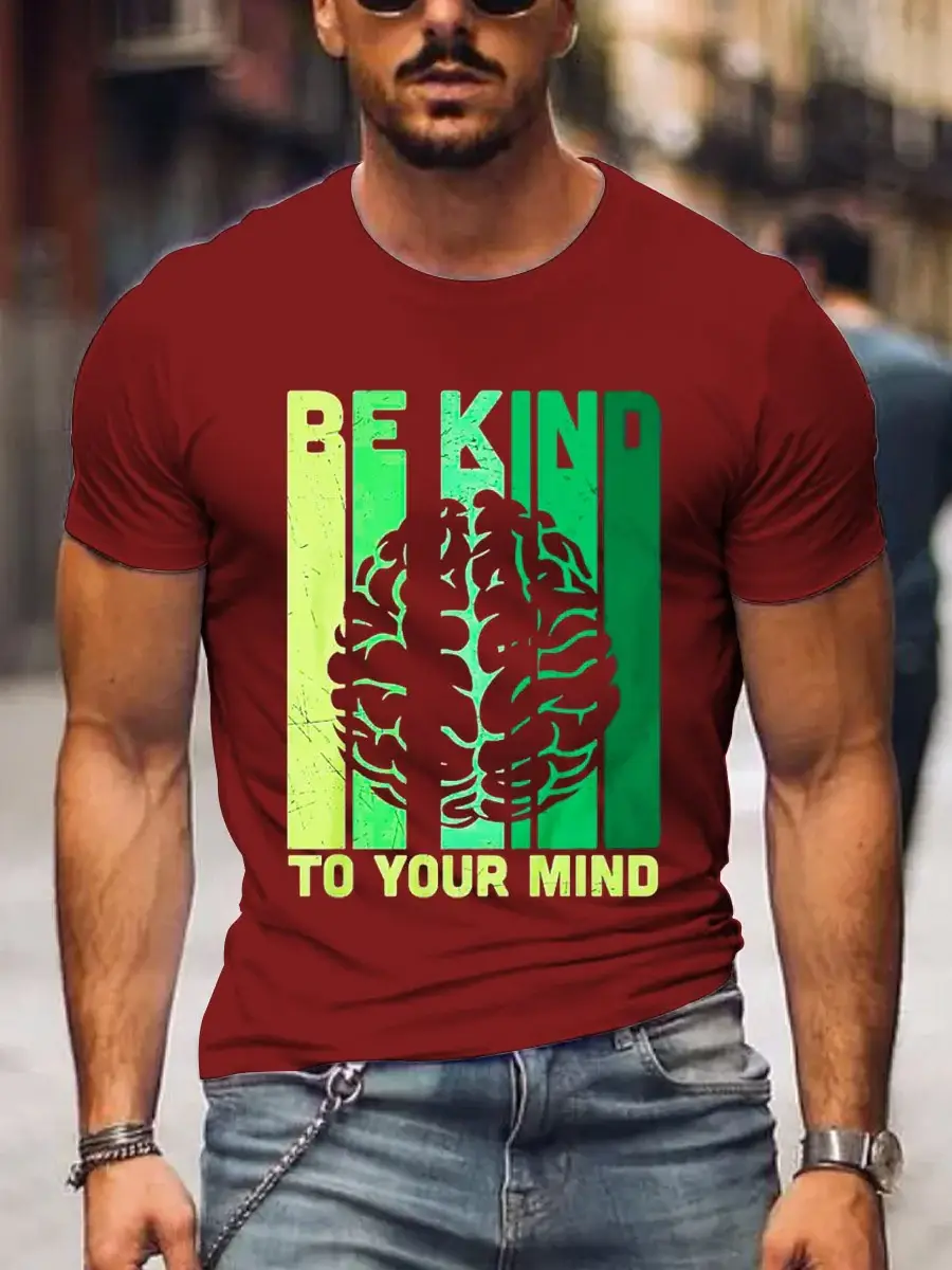 Men's Be Kind To Your Mind Art Print Casual T-Shirt
