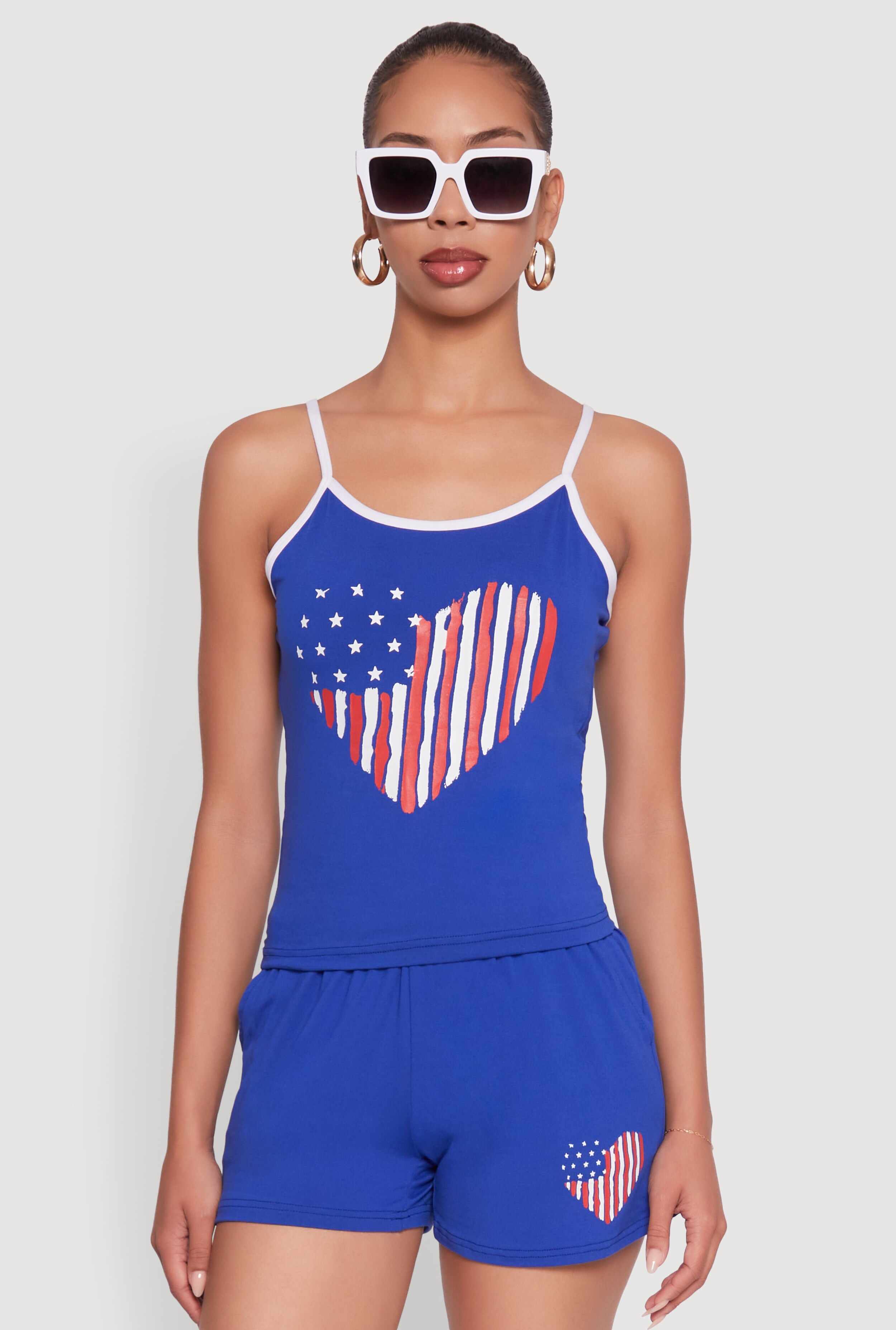 American Flag Heart Graphic Cami