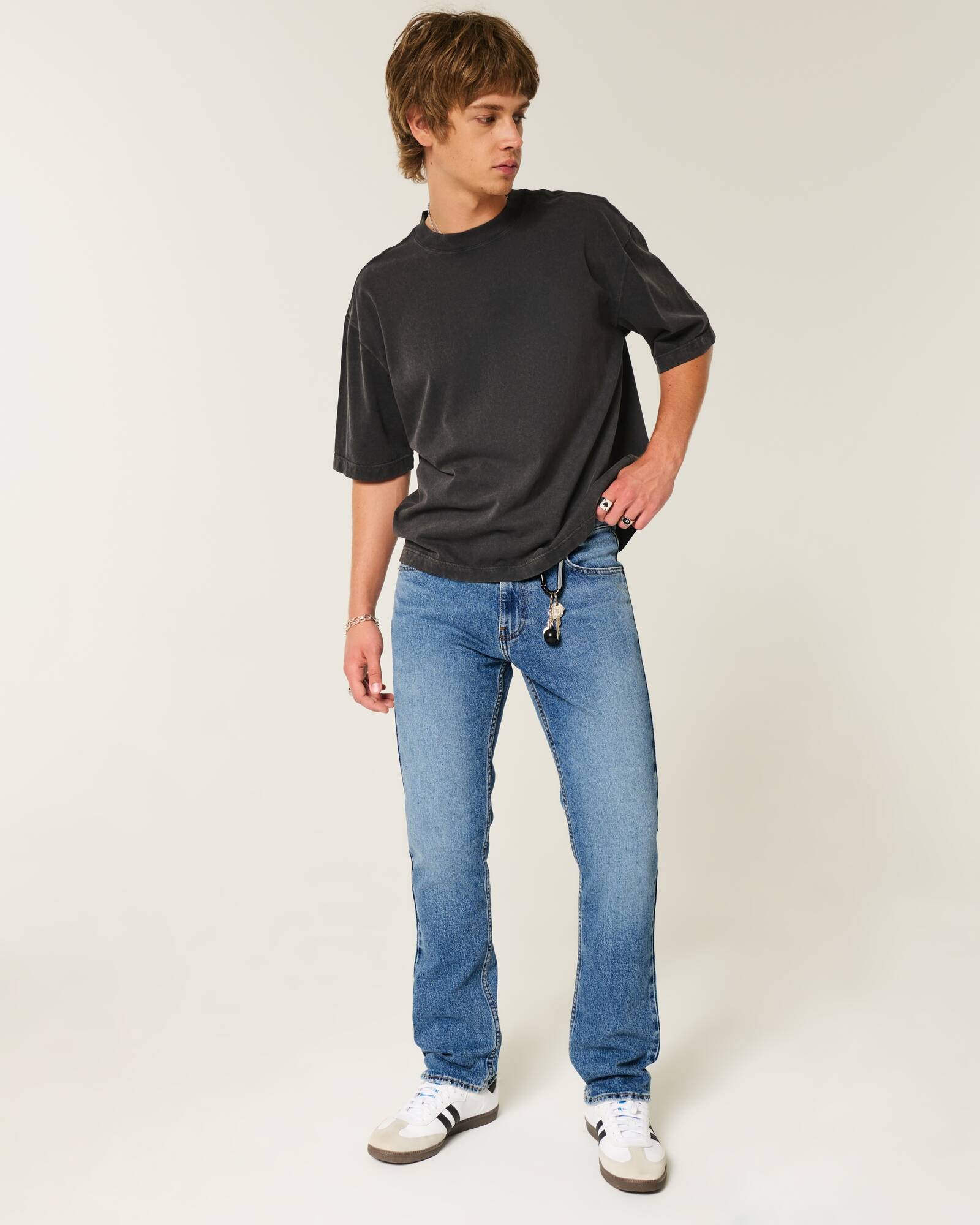 Black No Fade Slim Straight Jeans