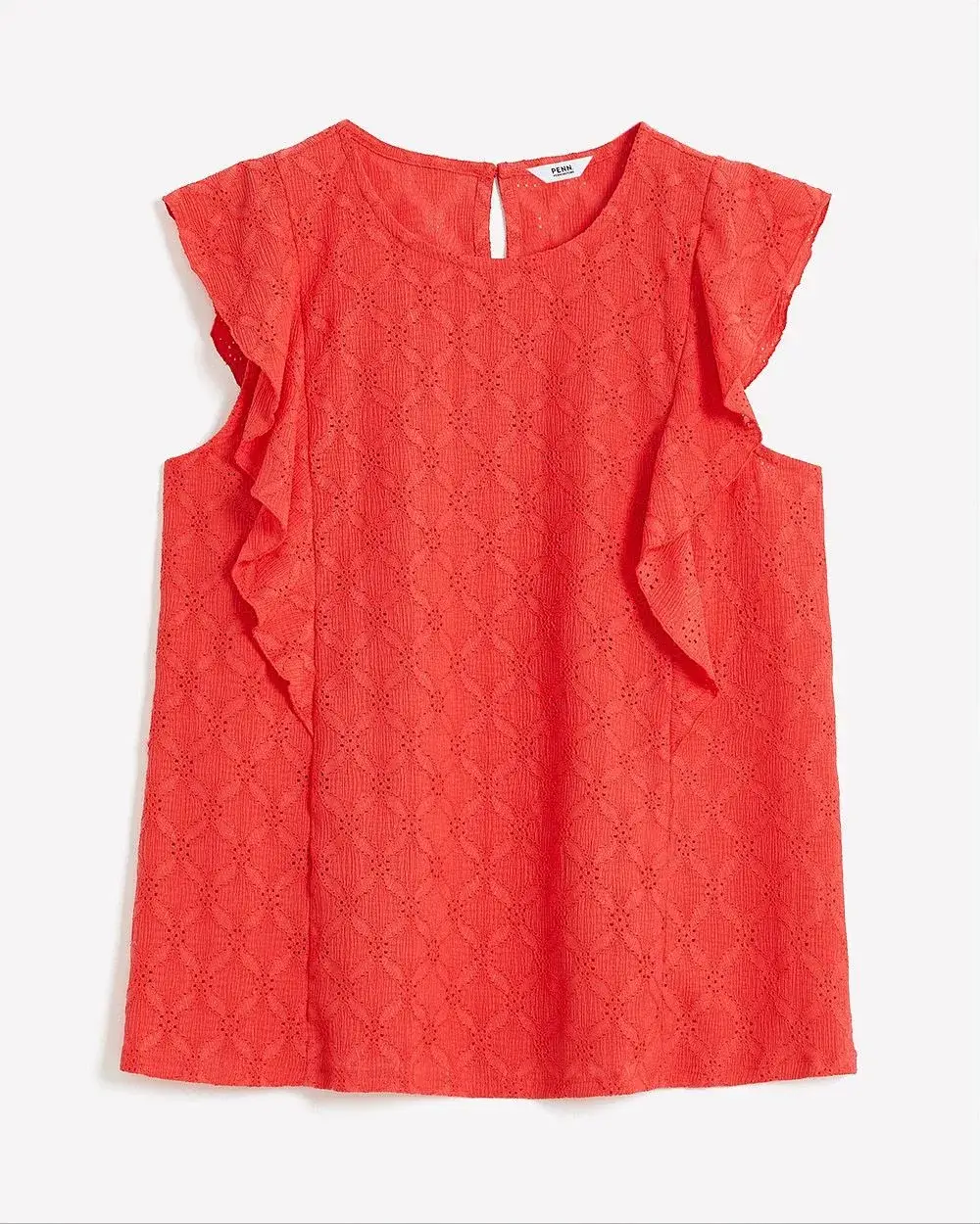 Sleeveless Crewneck Ruffled Top
