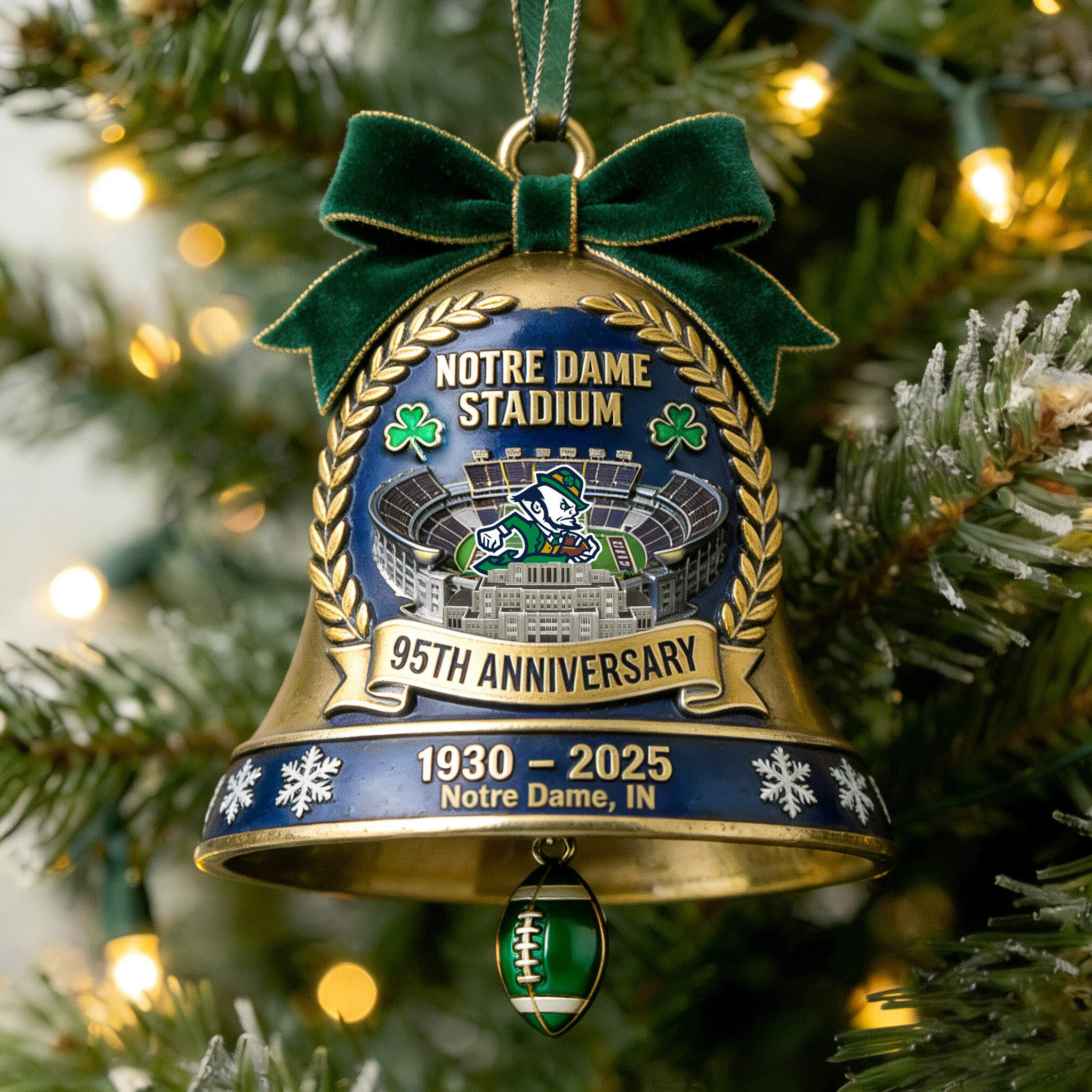 Notre Dame Stadium 95th Anniversary Bell Ornament