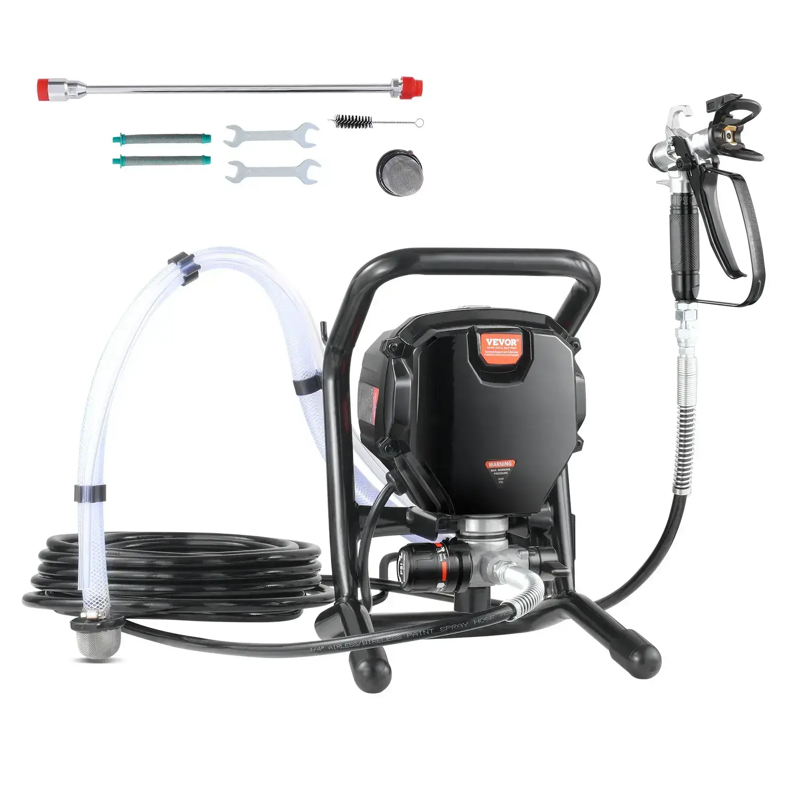 3000PSI High Pressure Airless Paint Sprayer, 750W Handheld Painting Machine with Hose, Stand Type Paint Gun for Interior Exterior Wall Furniture Fences