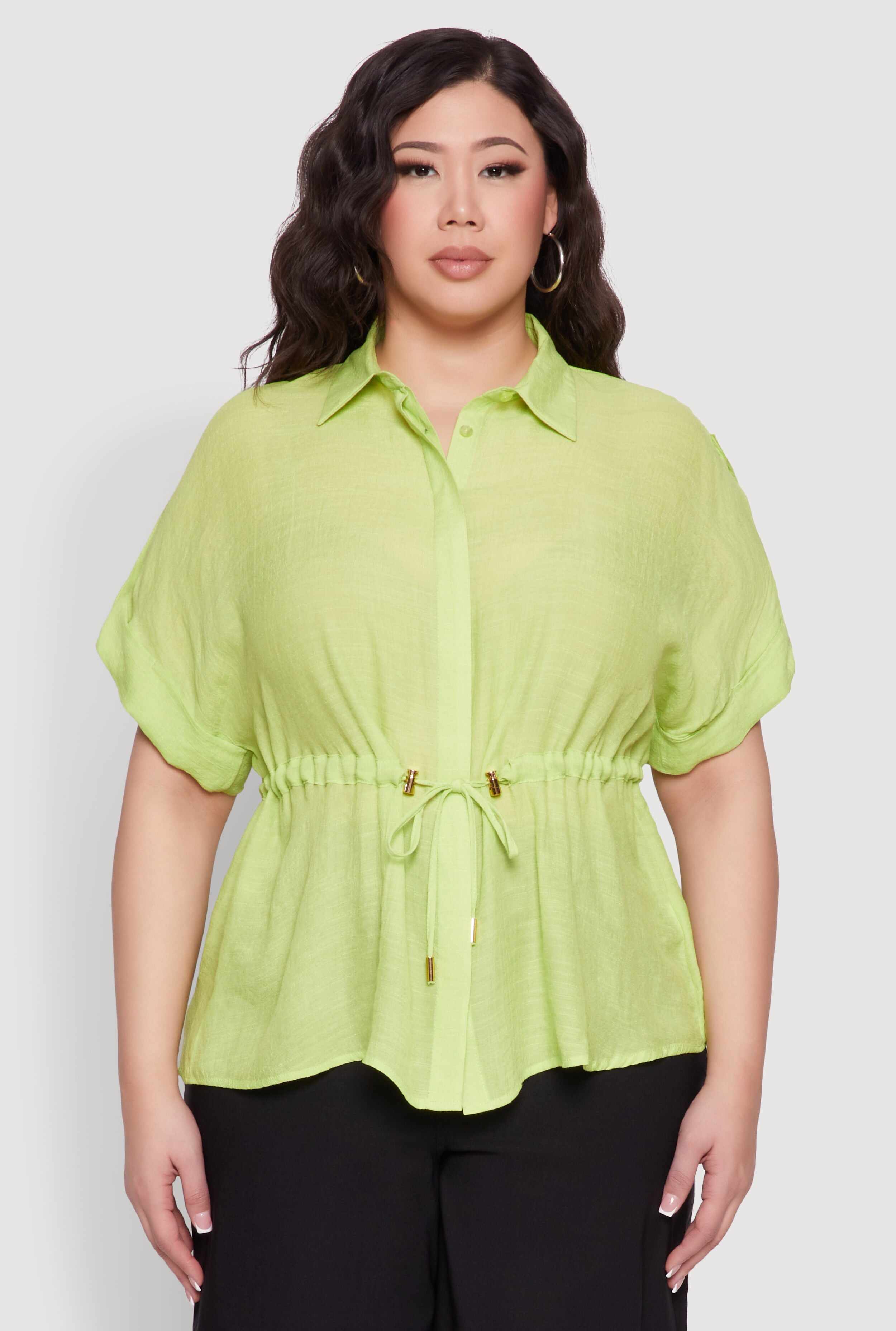 Plus Size Drawstring Waist Shirt