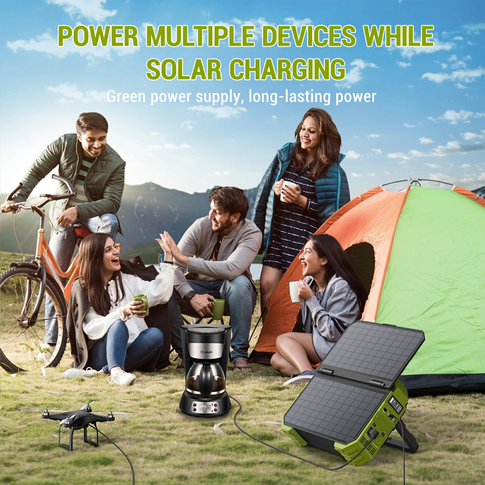 Spring Sale💥Last Day Buy 1 Get 1 Free💥Portable Power Station with Built-in Solar Panel