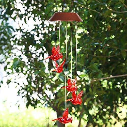 Solar Cardinal Red Bird Wind Chime