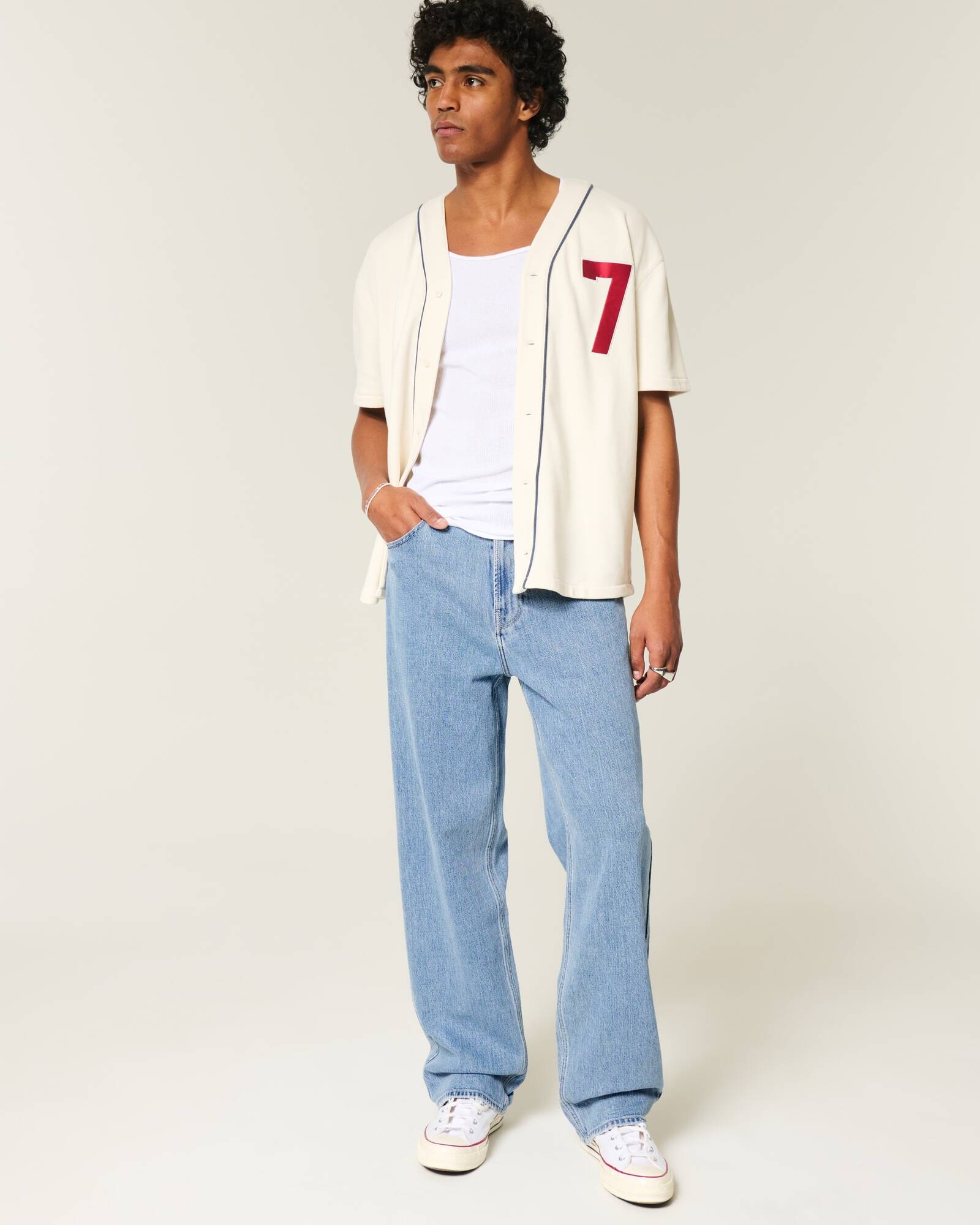 Railroad Stripe Baggy Painter Jeans