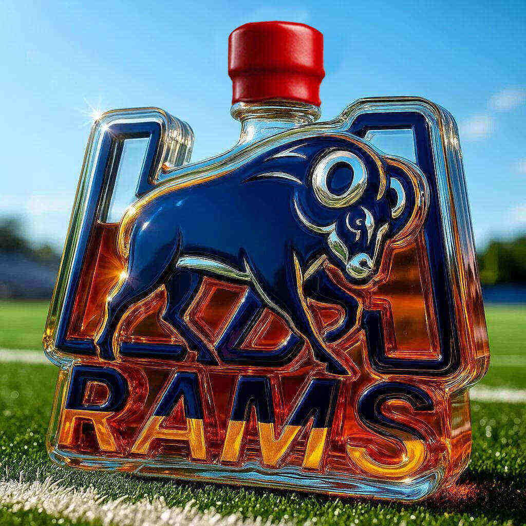LA Rams Whiskey Bottle