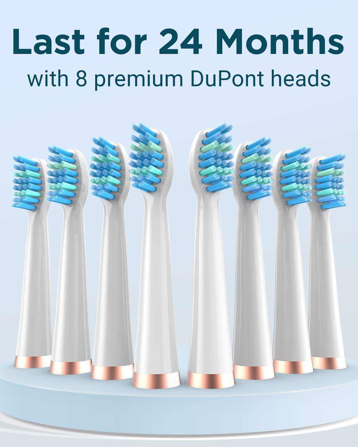 Sonic Electric Toothbrush for Adults - Rechargeable Electric Toothbrushes with 8 Brush Heads, & Travel Case,Teeth Whitening , Power Electric Toothbrush with Holder, Once Charge for 120 Days - H8 Pink