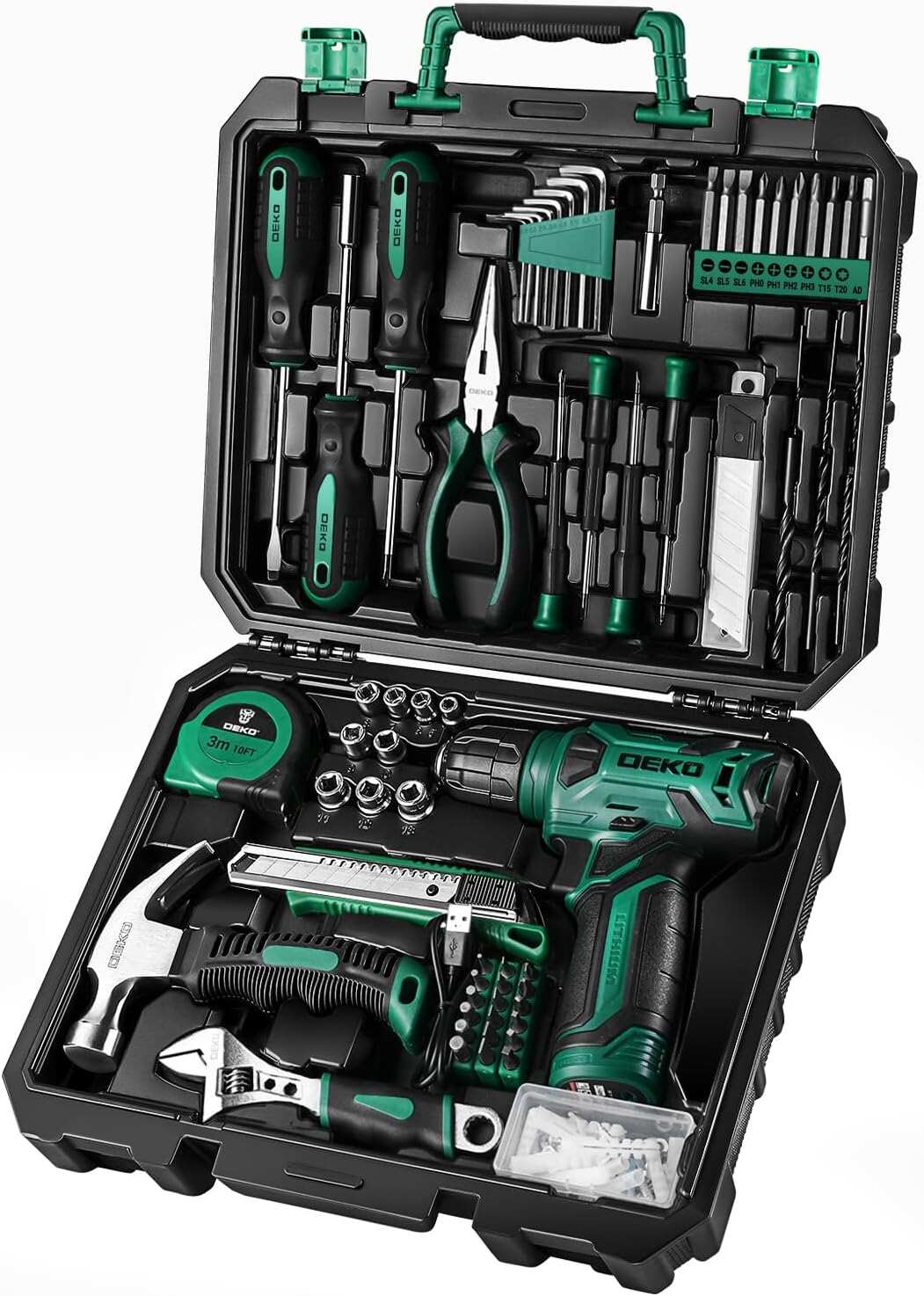 Tool Set：Tool Kit with 8V Cordless Drill,Tool Box with Drill,Hand Drill Set for Men & Women,Home Tool Kits for House Repair,Handyman,DIY 126 Piece