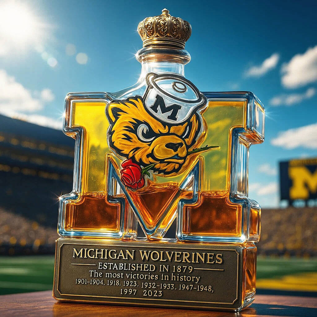 Michigan Wolverines Whiskey Bottle