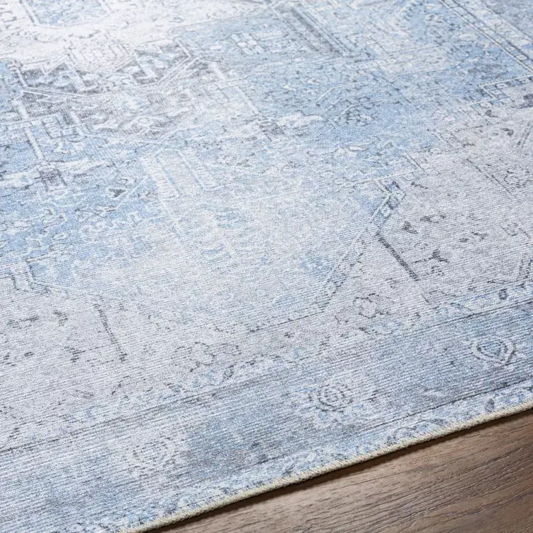 Mya Machine Washable Oriental Brick Red/Light Gray Area Rug