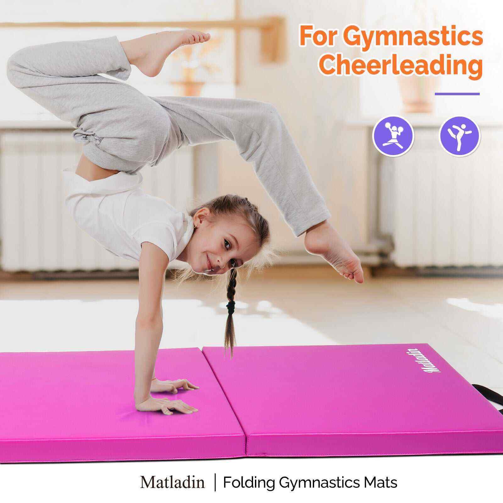 Matladin 6/8FT Folding Gymnastics Gym Exercise Aerobics Yoga Mat Leather Tumbling Mats