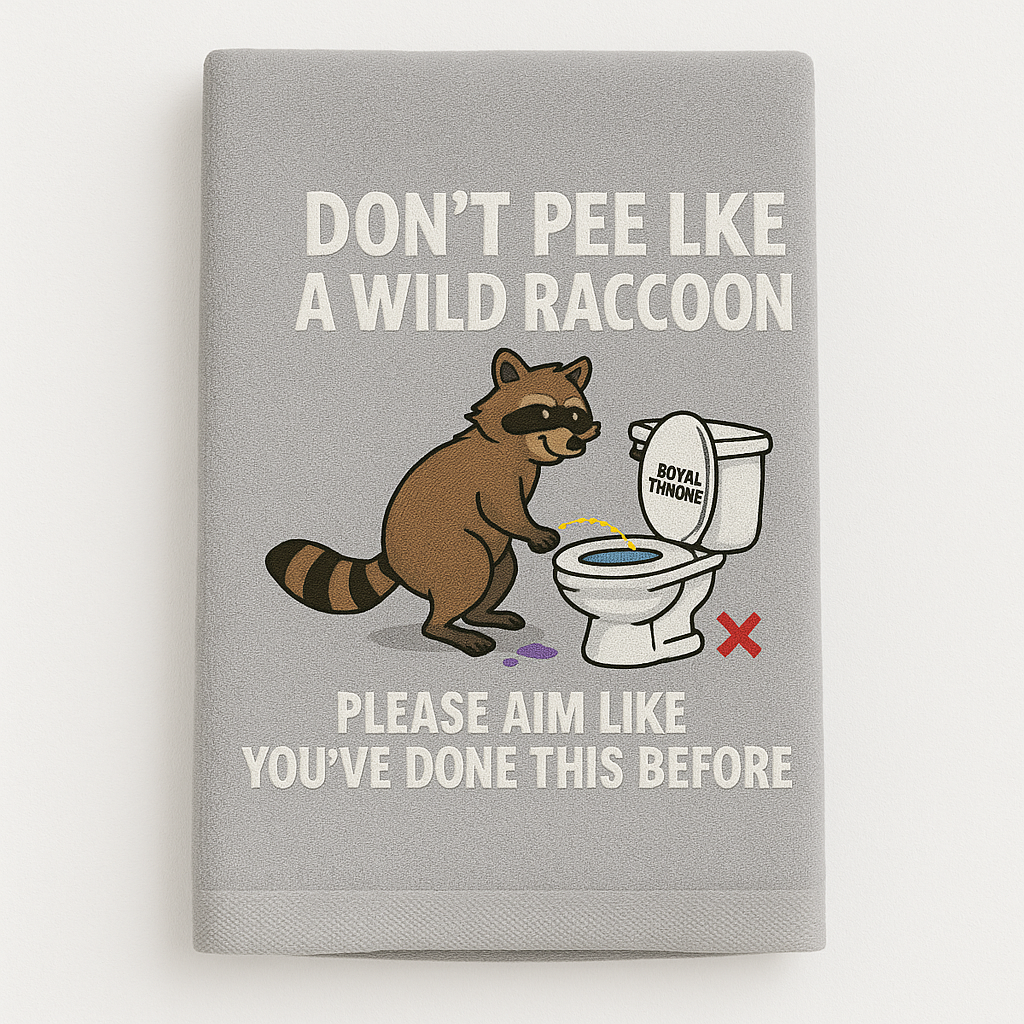 🦝🚽Wild Raccoon Bathroom Etiquette Towel