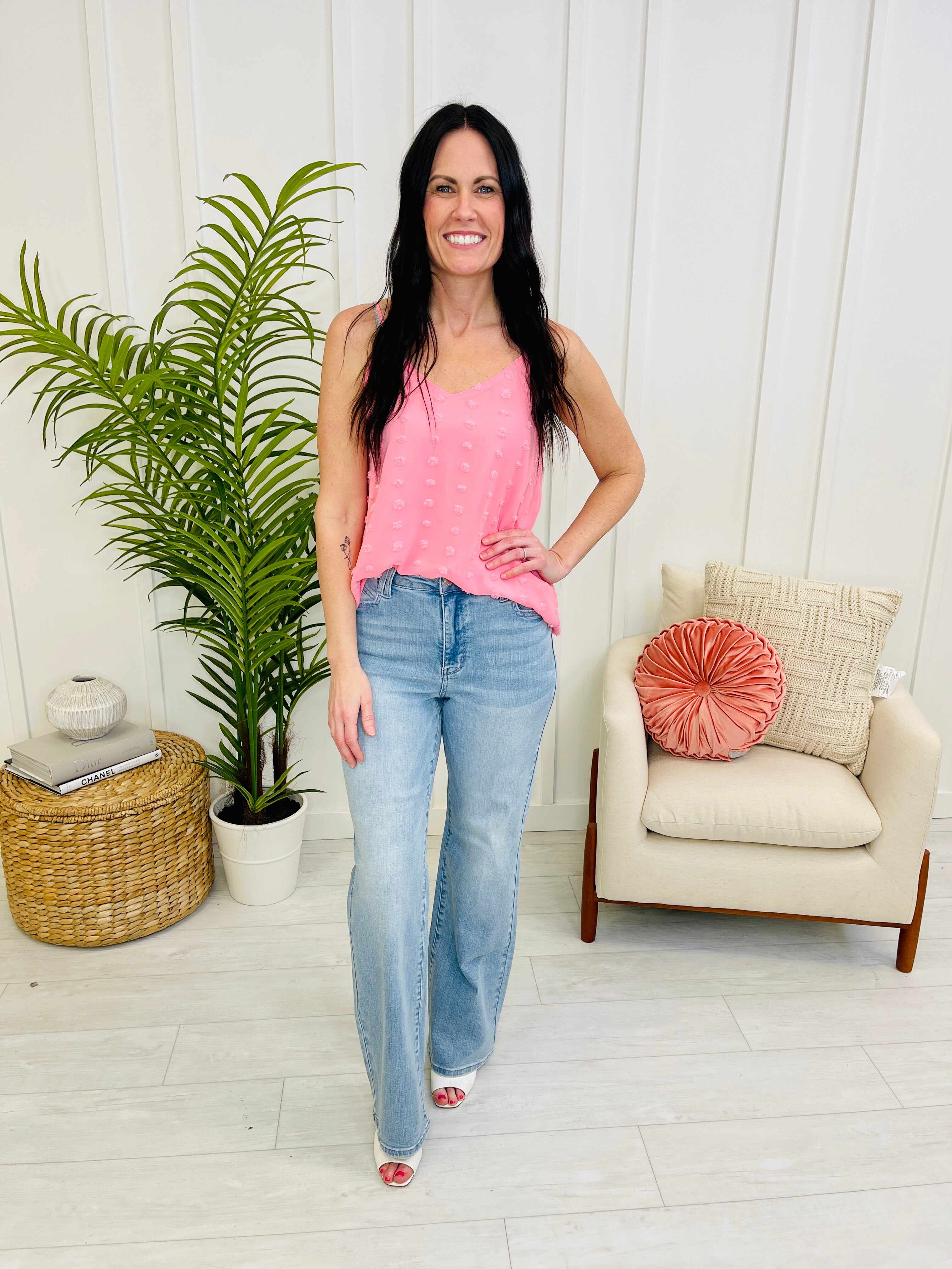 RESTOCK!  REG/CURVY Out of Pocket Love Lavender Stitching Wide Leg Jeans