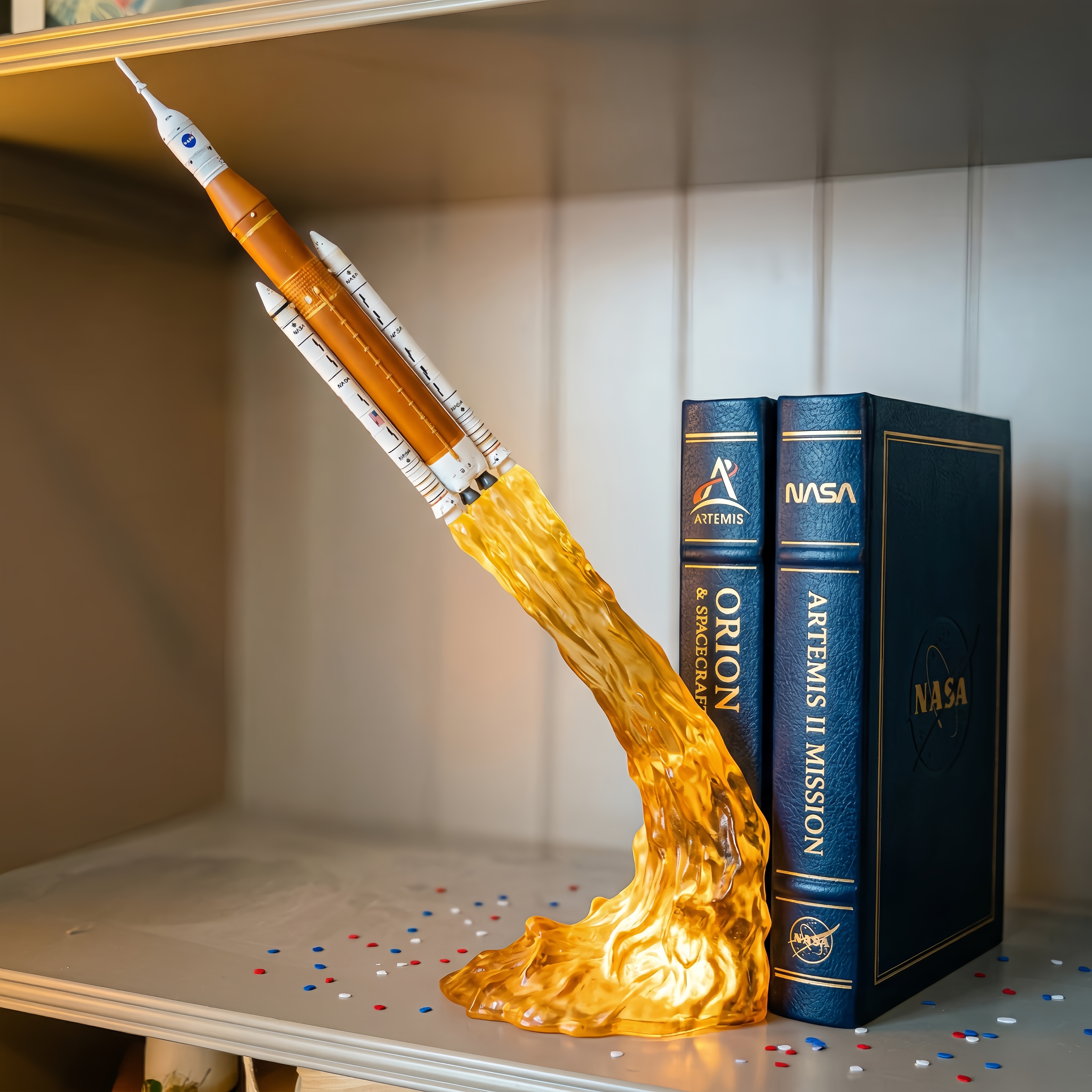 NASA Artemis II Launch Bookshelf Decor