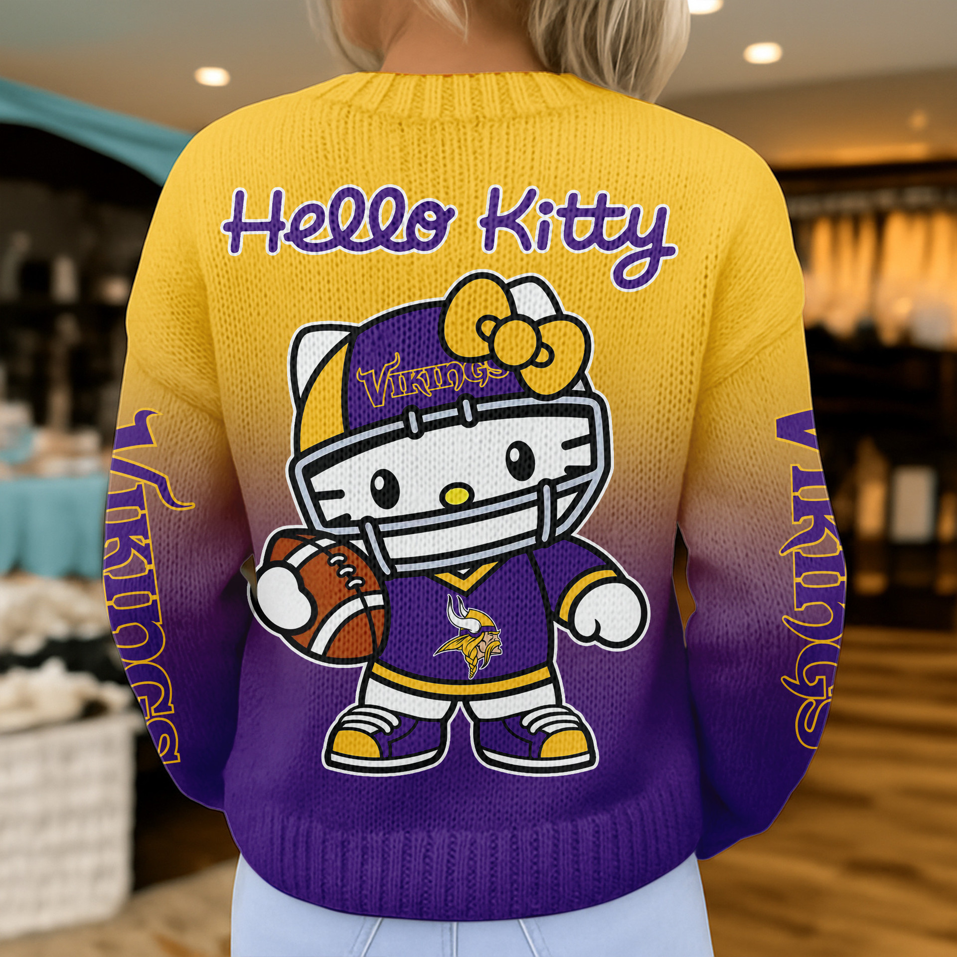 Minnesota Vikings | Premium NFL Hello Kitty Cozy Knit Cardigan TD
