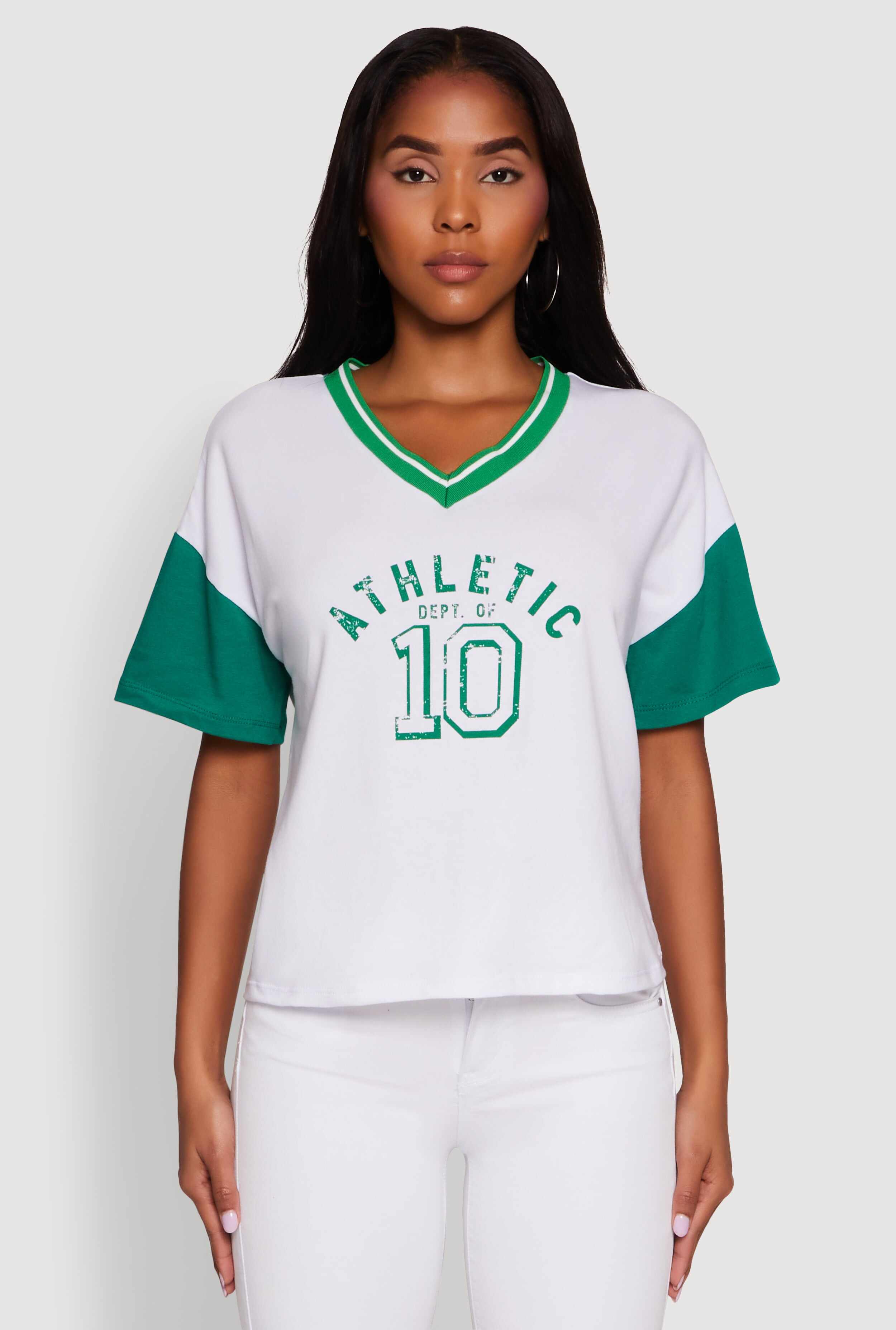 Athletic Dept Graphic V Neck Baseball Tee