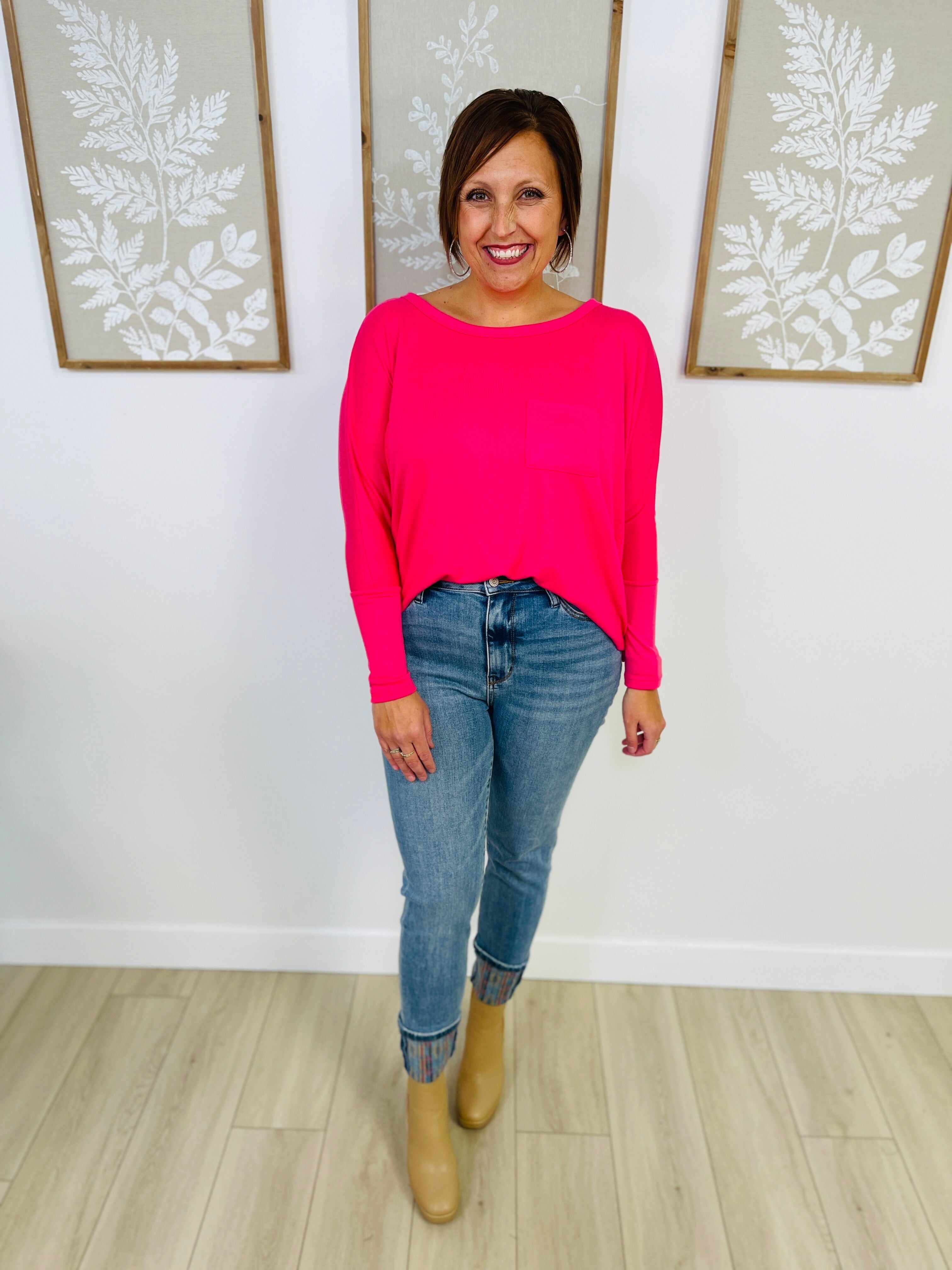 Plus/Reg Not My First Rodeo Print Cuff Jean