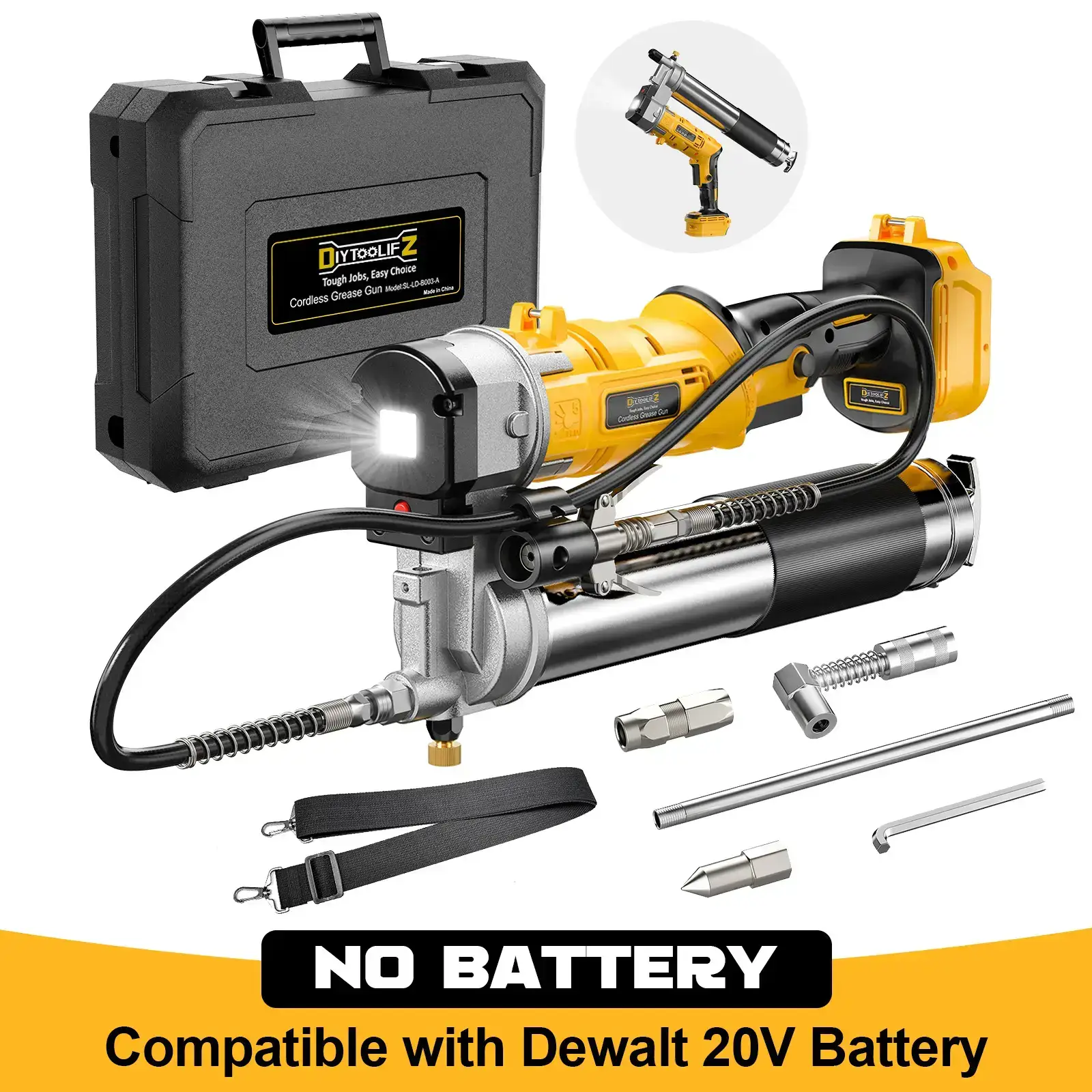 12000PSI High Pressure Electric Grease Gun Dual Grip Design with Long Flexible Hose
