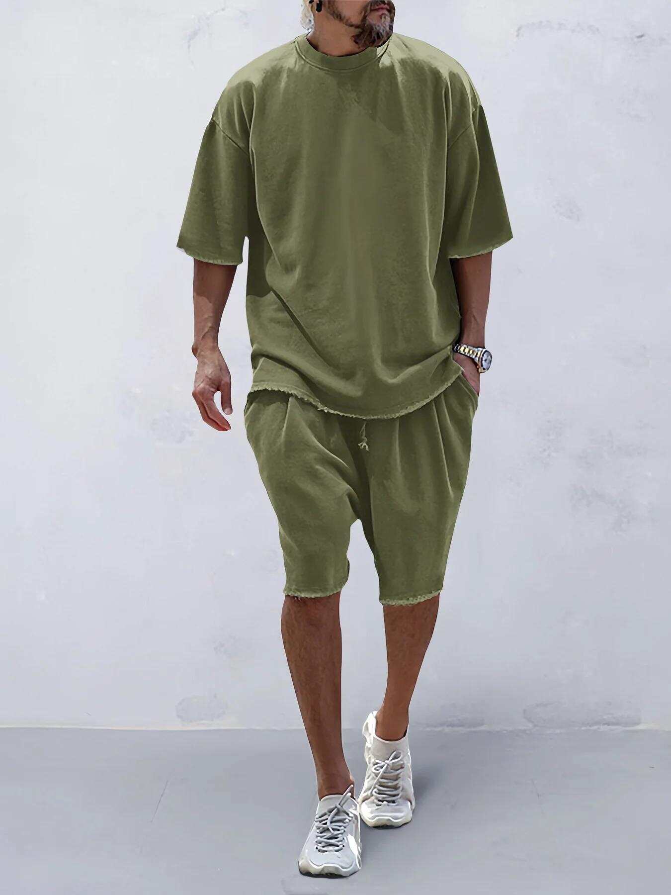 Men's Casual Loose Fit Solid Sports Sets