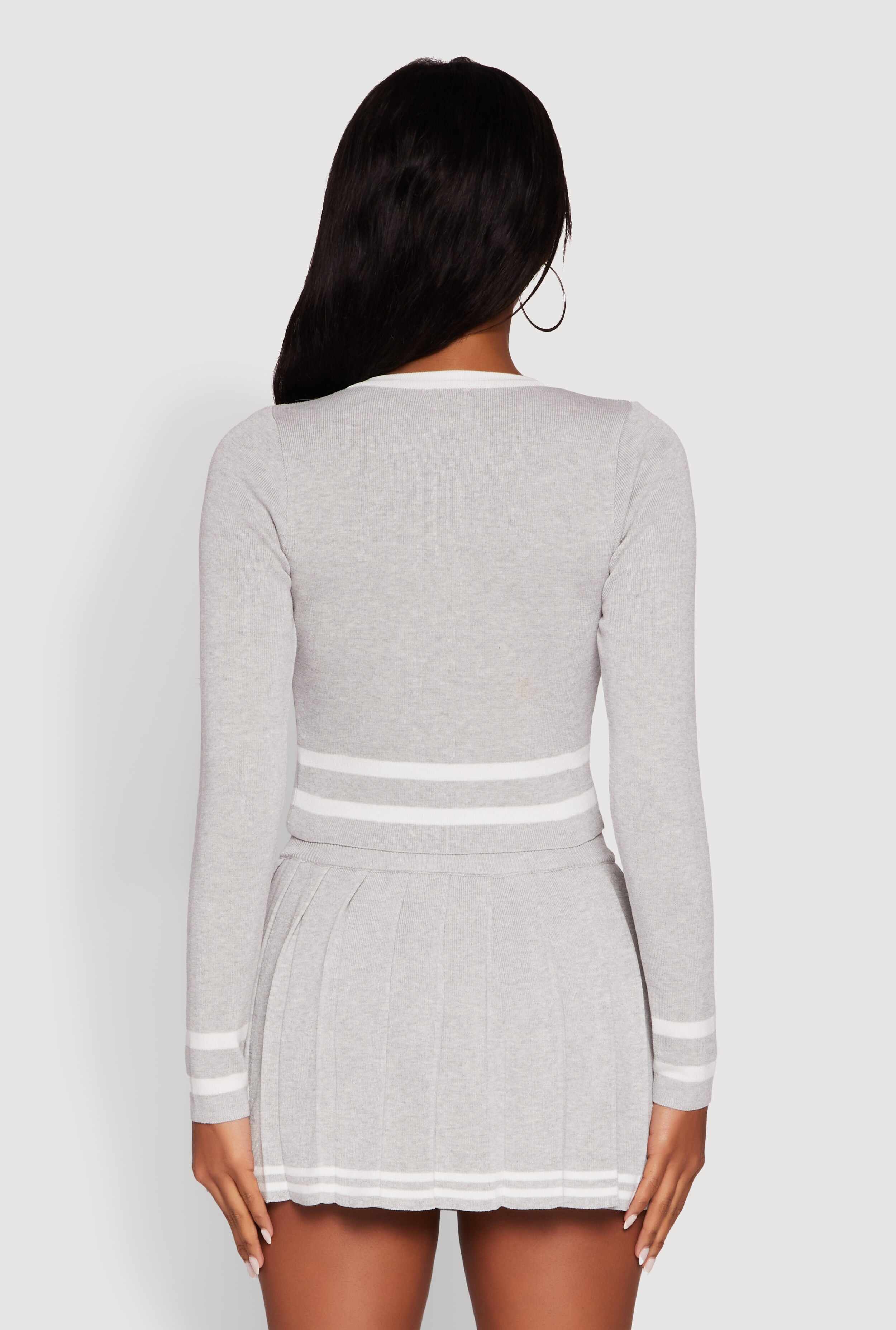 Daisy Button Front Contrast Trim Cardigan