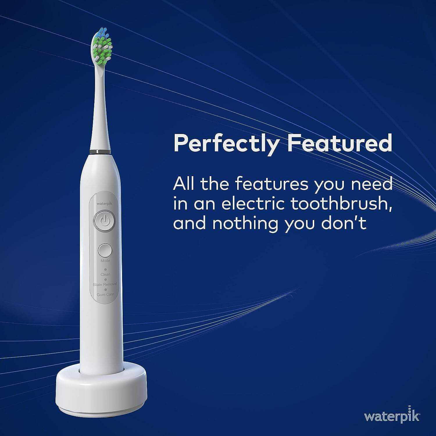 Waterpik Sensonic Sonic Electric Toothbrush, Rechargeable Toothbrush for Adults with 3 Modes, Travel Case, USB Charger, White STW-03W020