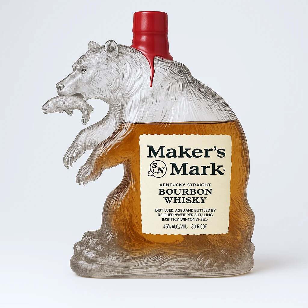 Brown Bears Fishing Whiskey Bottle