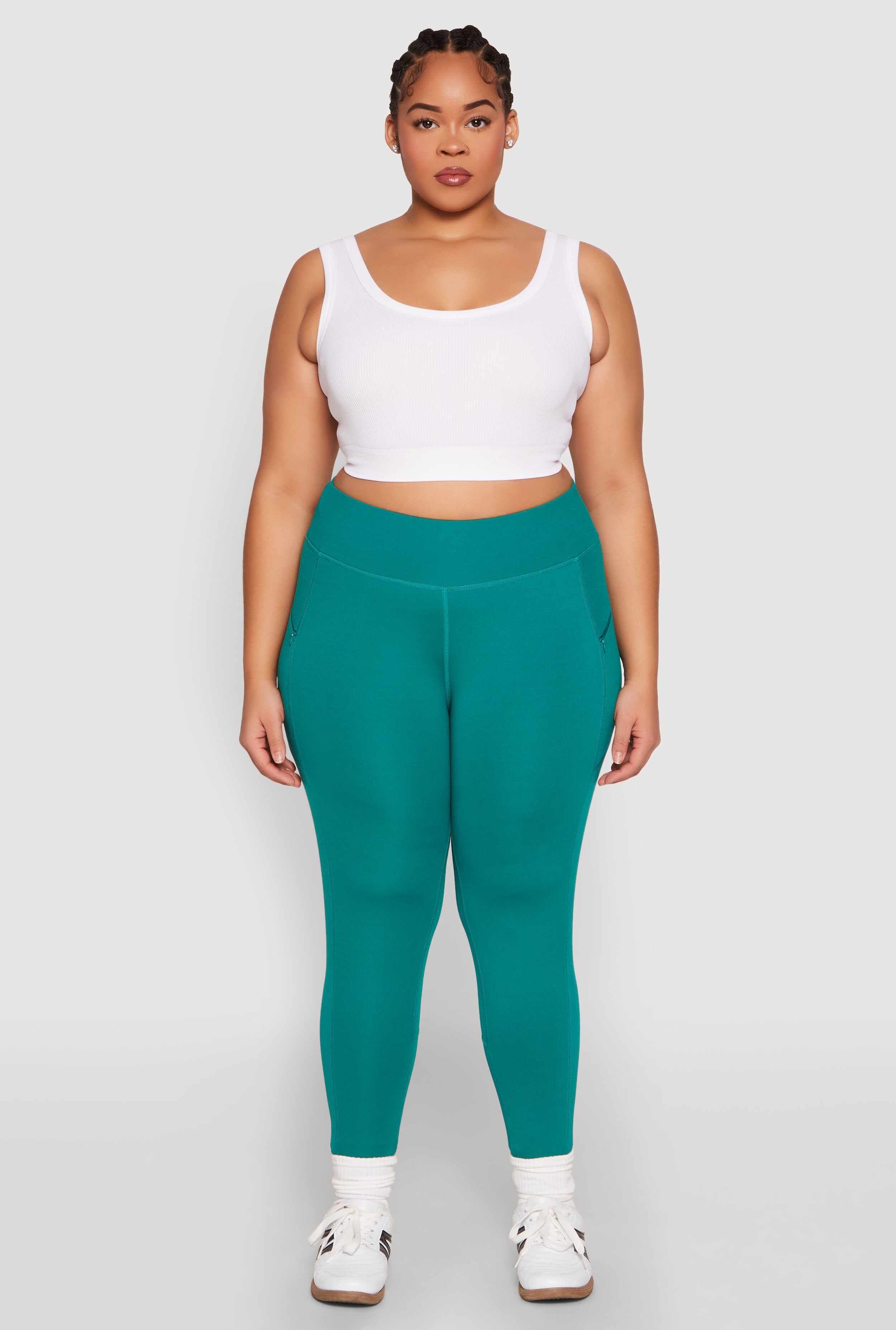 Plus Size Side Zip Pocket Leggings