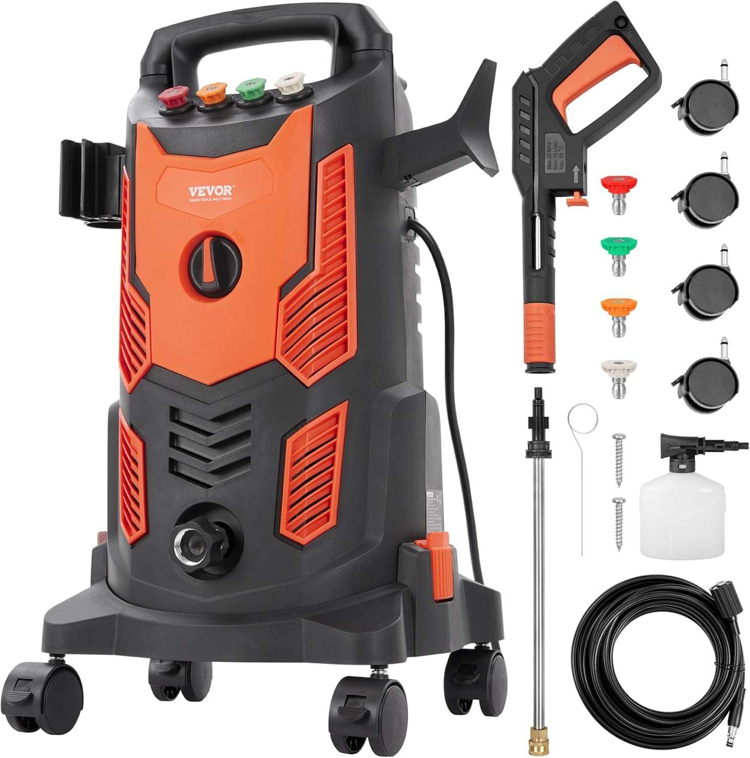 Electric Pressure Washer, Max 4500 PSI 3.2 GPM, High-Power Cleaner with Foam Cannon & 4 Nozzles for Driveways, Cars, Fences, Patios, Home Cleaning