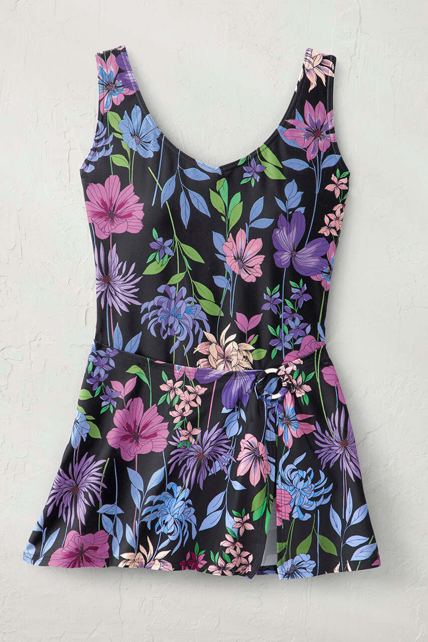 Floral ShapeMeTM Sarong Swimdress