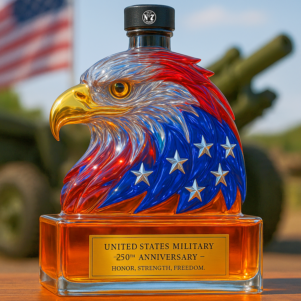Military 250th Anniversary Eagle Whiskey Bottle