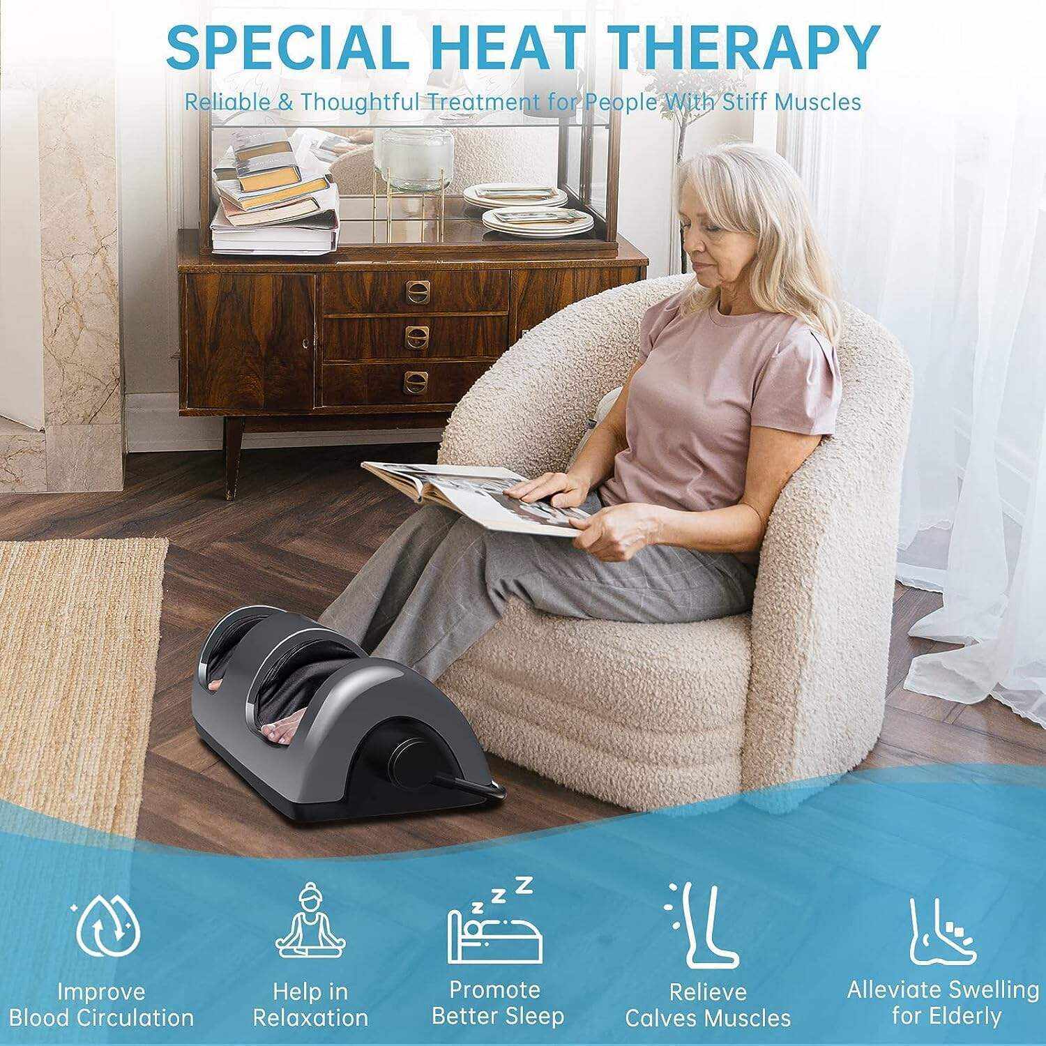 TiSSCARE Shiatsu Massage Foot Massager Machine - Improves Blood Flow Circulation, Deep Kneading & Tissue with Heat/Remote, Neuropathy, Plantar Fasciitis, Diabetics, Pain Relief