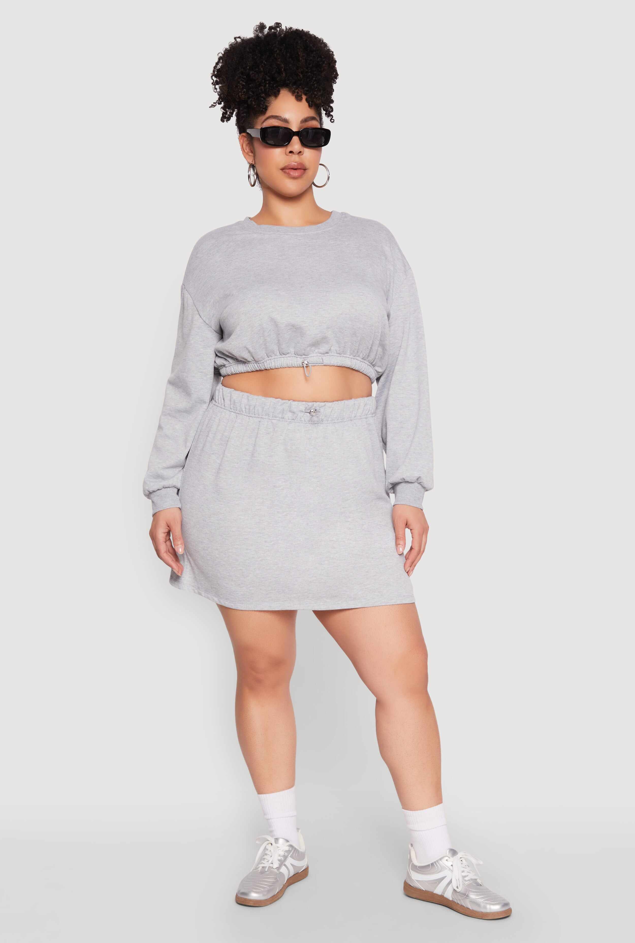 Plus Size Almost Famous Long Sleeve Cropped Sweatshirt