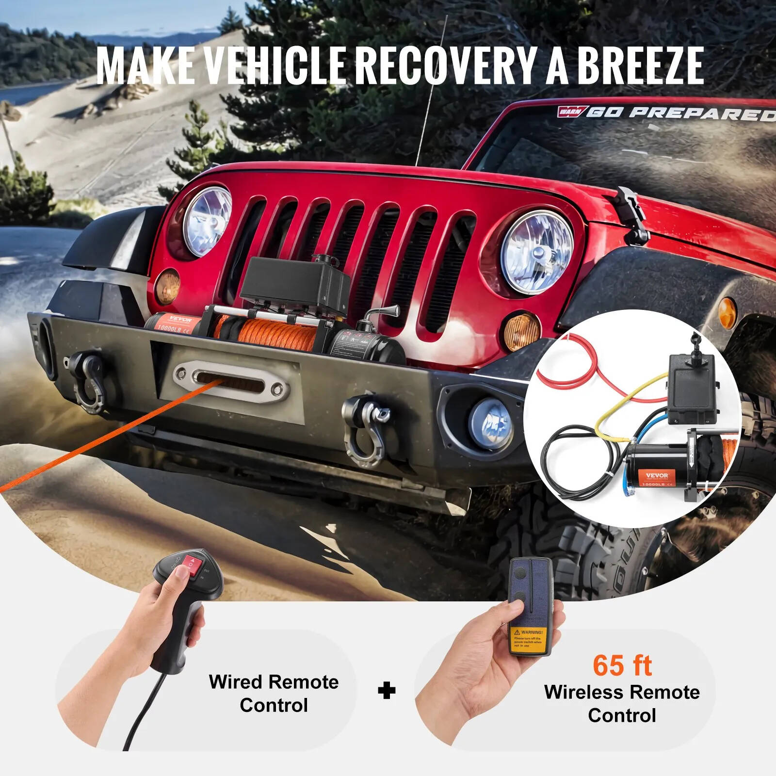 Electric Winch, 18,000 lb, 12V DC Truck Winch with Φ7/16 in x 85 ft Steel Cable Roller Fairlead Wireless & Wired Remote Control, IP55 Waterproof for Towing Off-Road SUV Jeep Truck Trailer Boat
