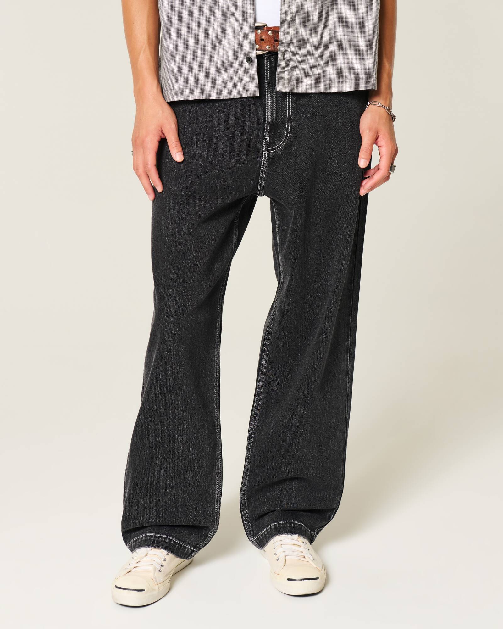 Railroad Stripe Baggy Painter Jeans