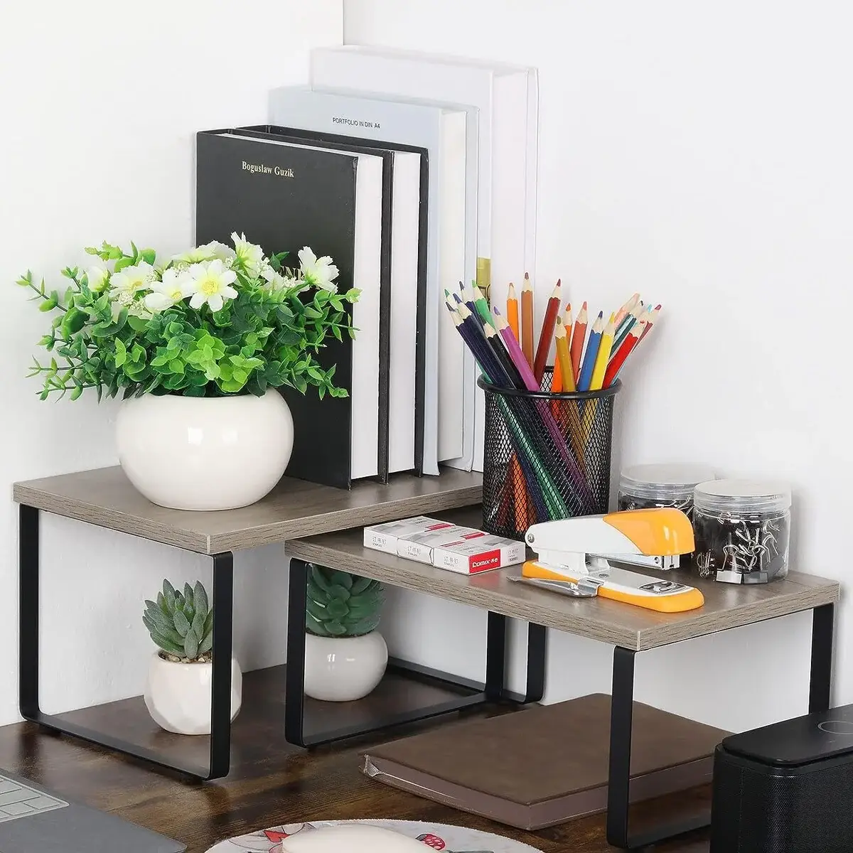 Stackable Kitchen Cabinet Shelves Organizer