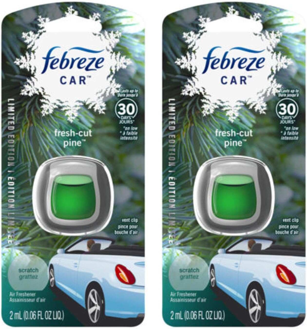 Febreze Car Air Fresheners, New Car Scent, Odor Eliminator for Strong Odors Car Vent Clips (2 Count)