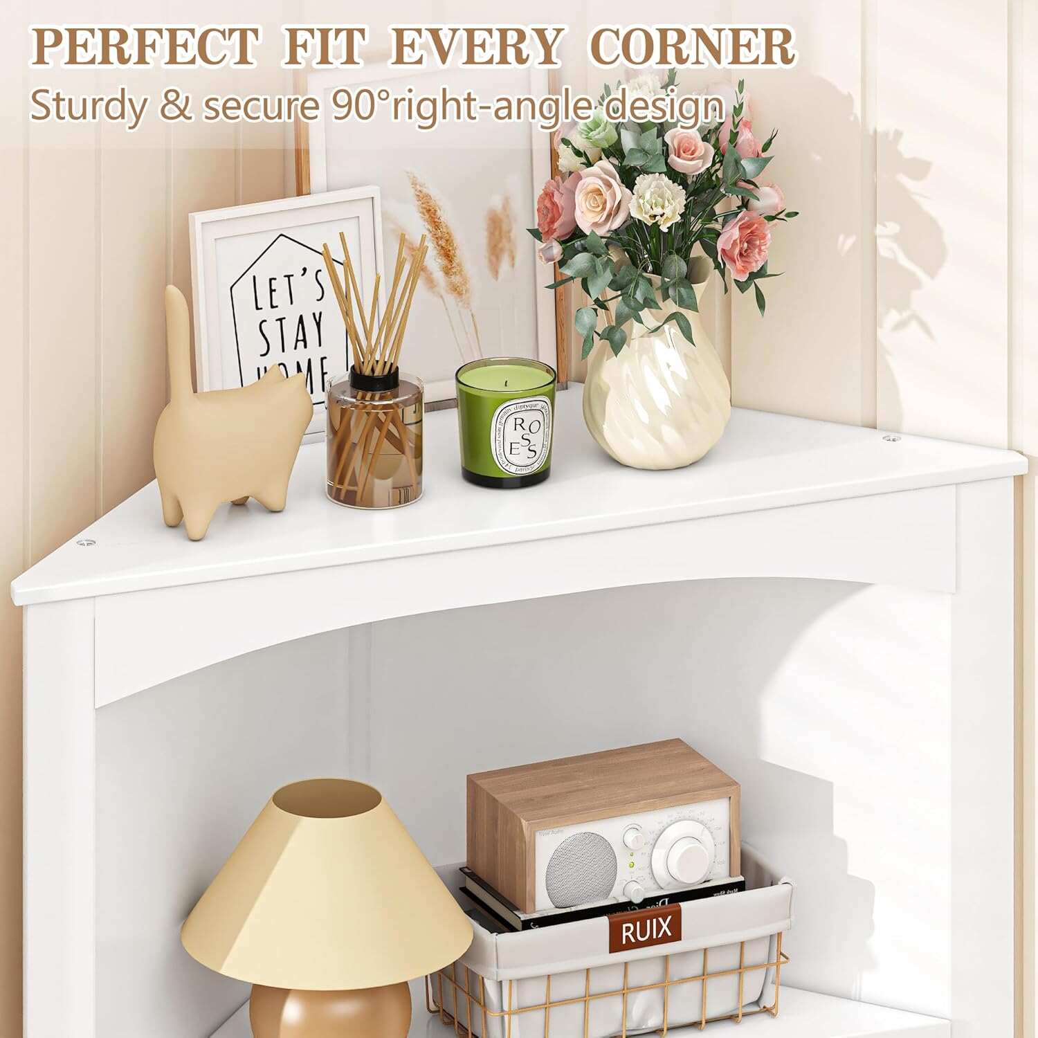 Tall Corner Cabinet, 68.8'' Storage Cabinet with Doors and Adjustable Shelves