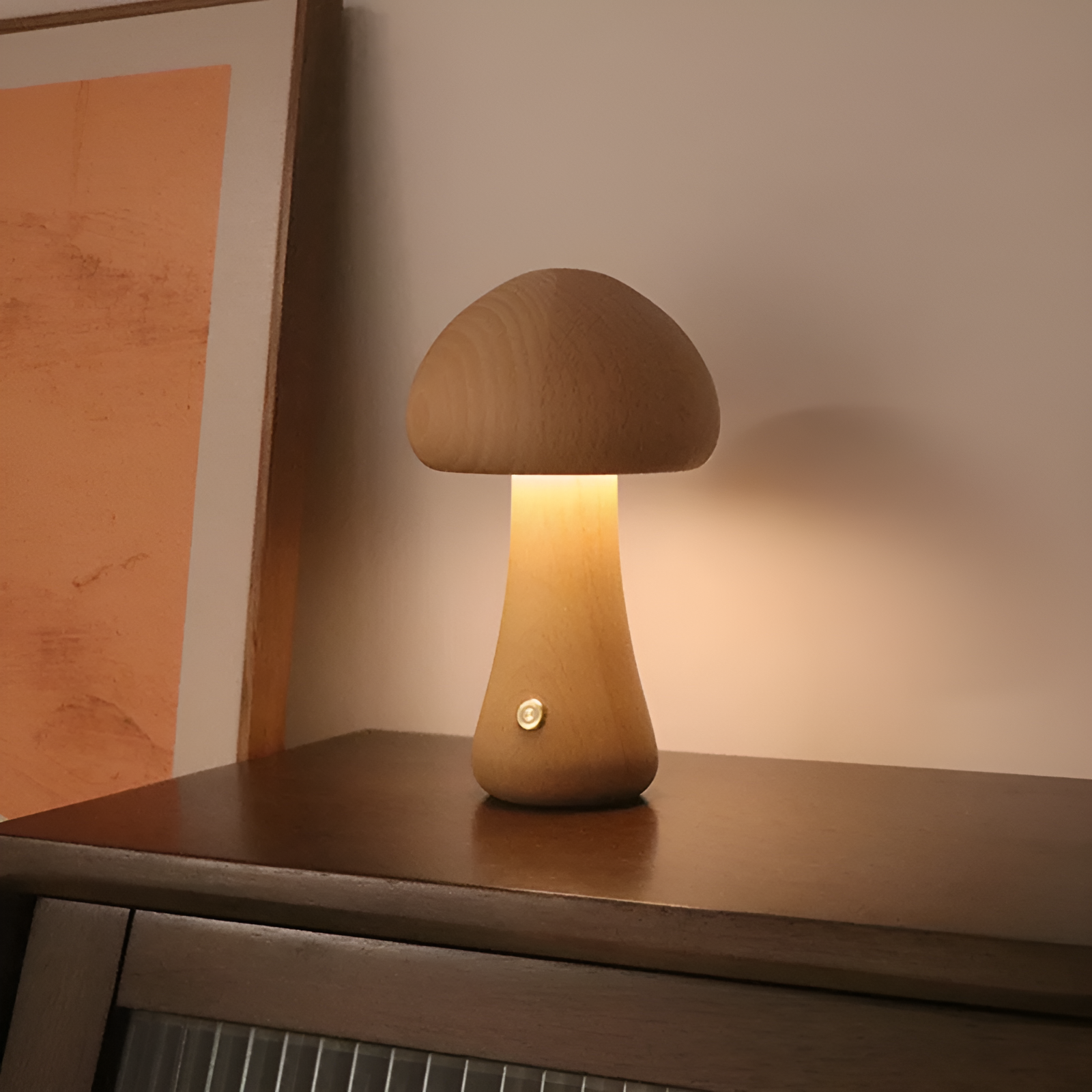 Wooden Cute Mushroom Lamp