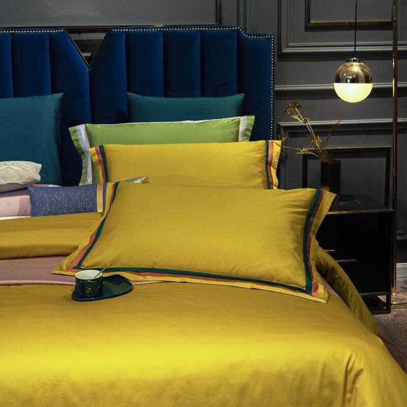 Jadyn Contrasting Double Stripe Border Egyptian Cotton Duvet Cover Set