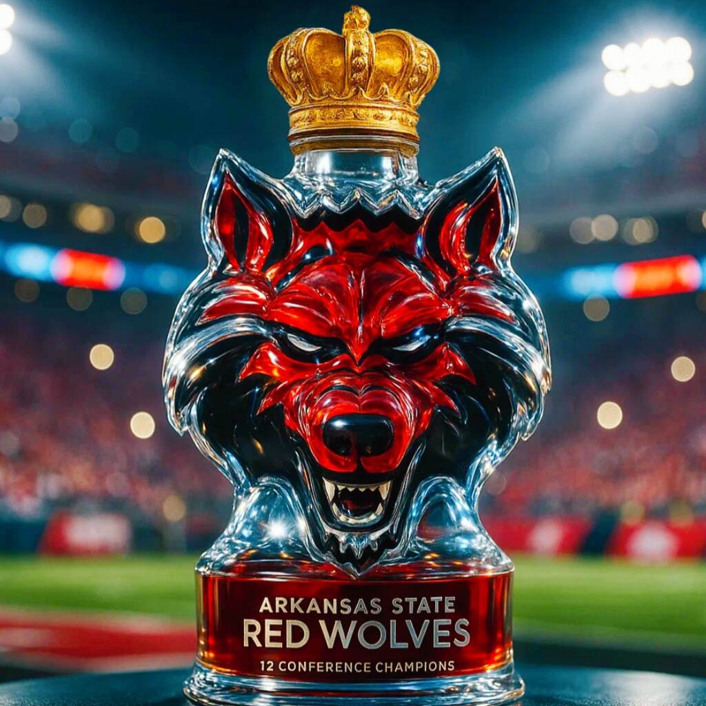 Arkansas State Red Wolves 12 Conference Championship Whiskey Bottle